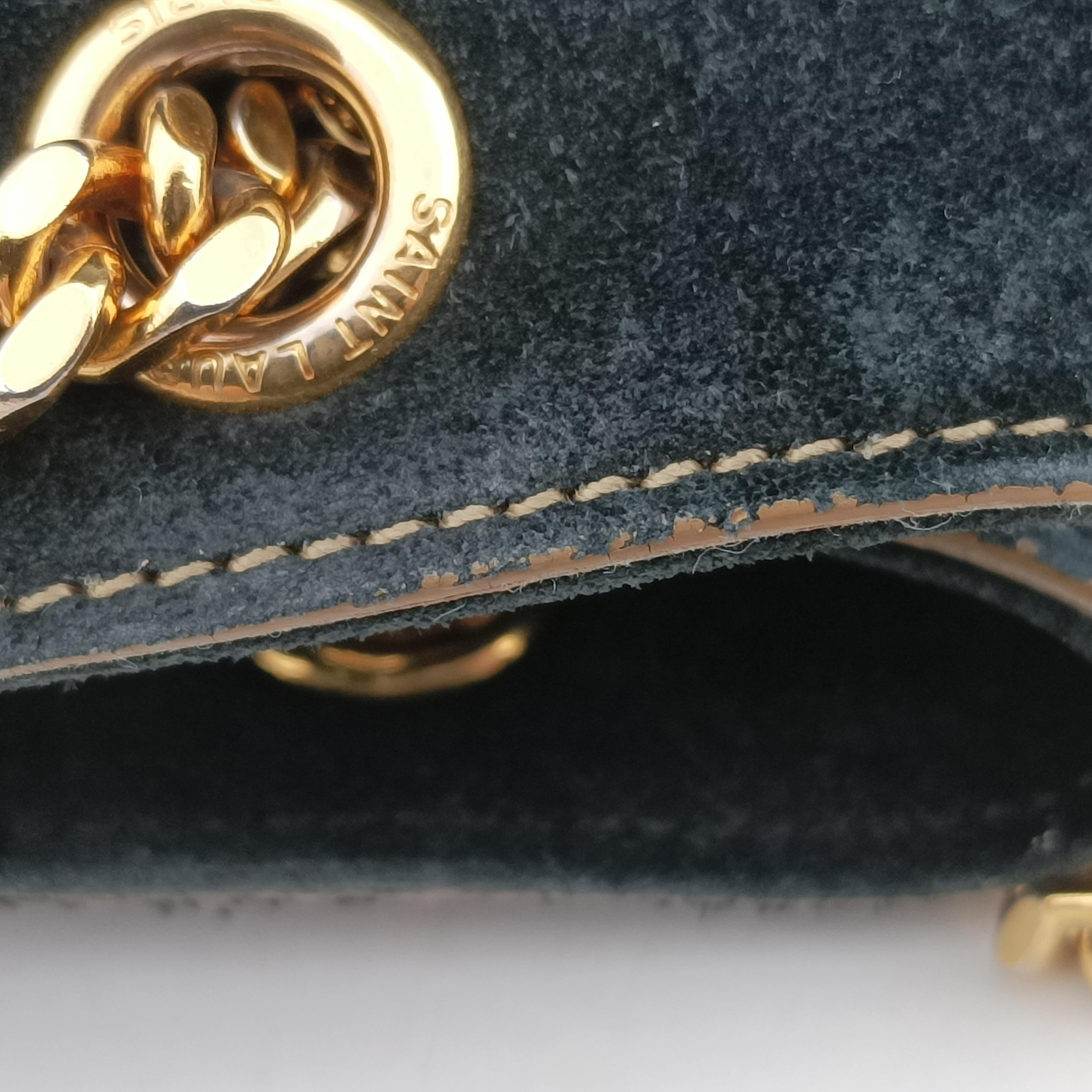 Pre-owned Yves Saint Laurent Emmanuelle Chain Bucket Black×golden Suede x Snakeskin 434596 shoulderbag | stylenewstar