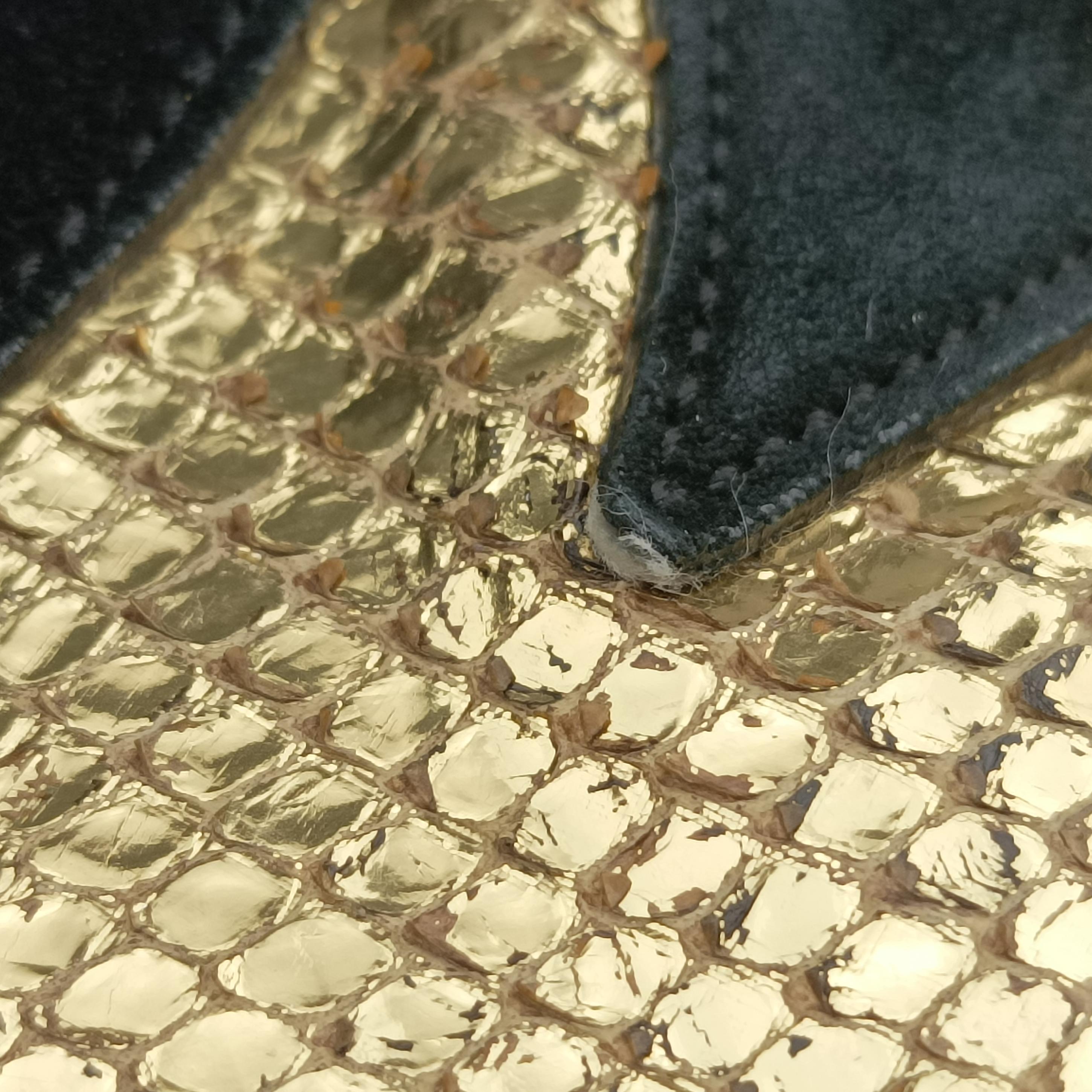 Pre-owned Yves Saint Laurent Emmanuelle Chain Bucket Black×golden Suede x Snakeskin 434596 shoulderbag | stylenewstar