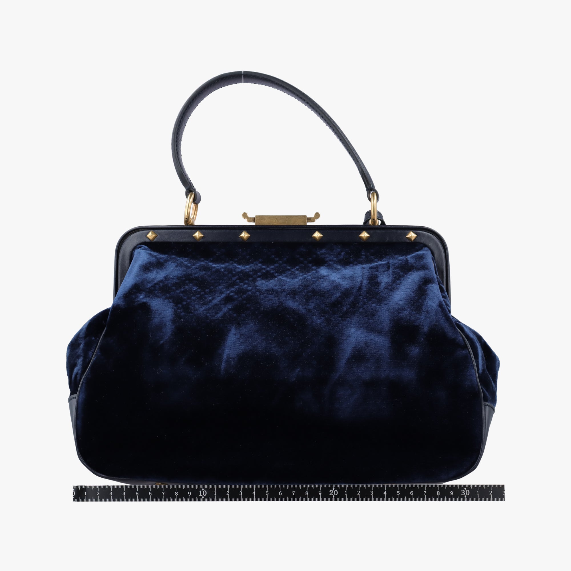 Vintage Gucci Lady Stirrup Navy Velvet×Leather  handbag | stylenewstar