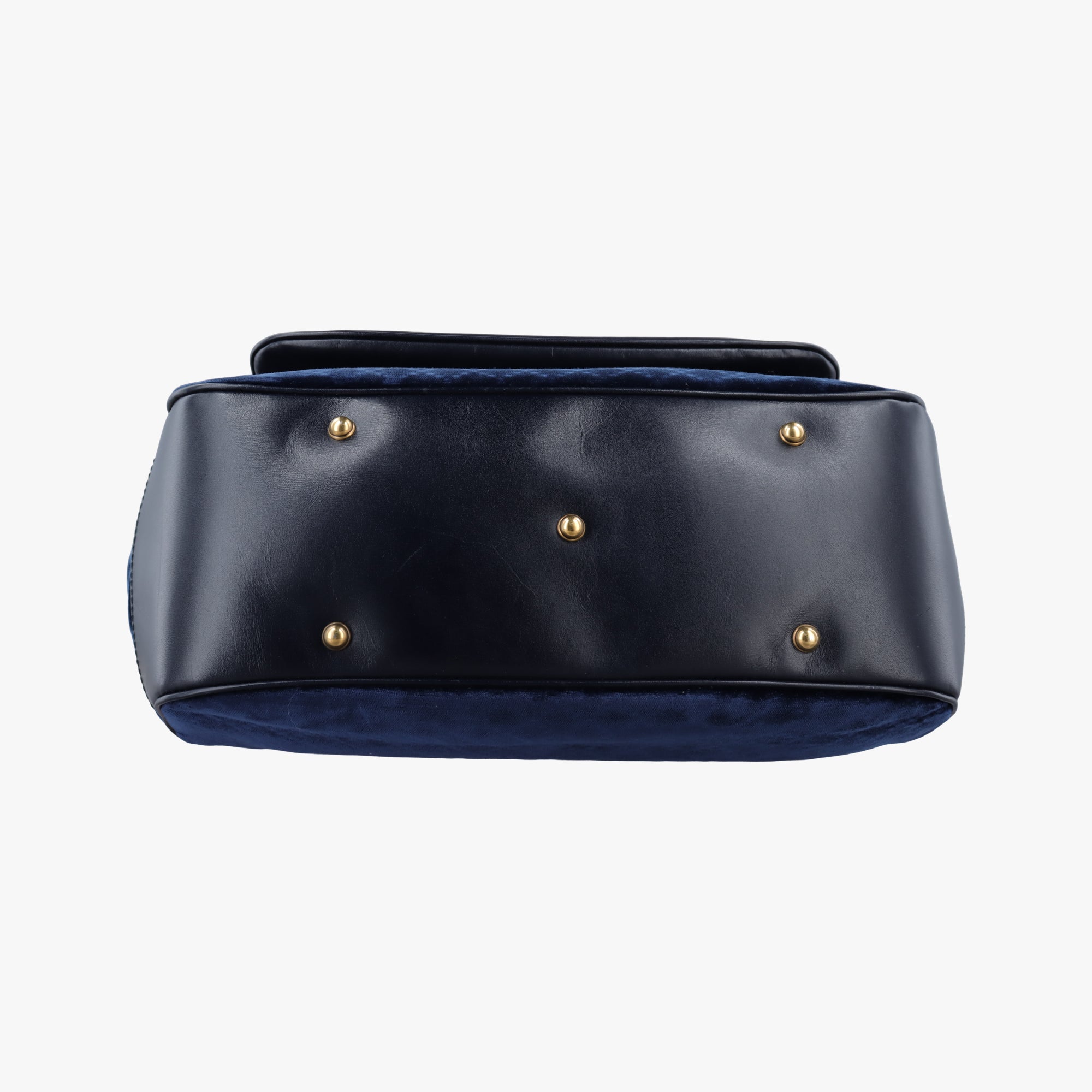 Vintage Gucci Lady Stirrup Navy Velvet×Leather  handbag | stylenewstar