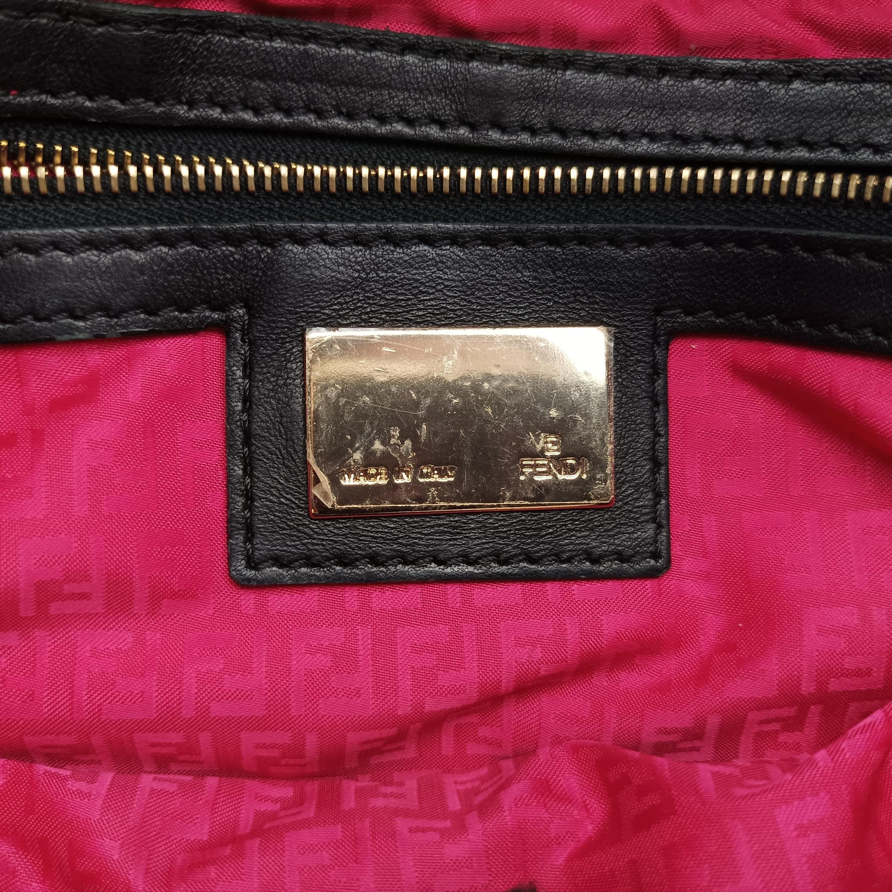 Pre-owned Fendi BAGUETTE Black Leather 8BR600 shoulderbag | stylenewstar