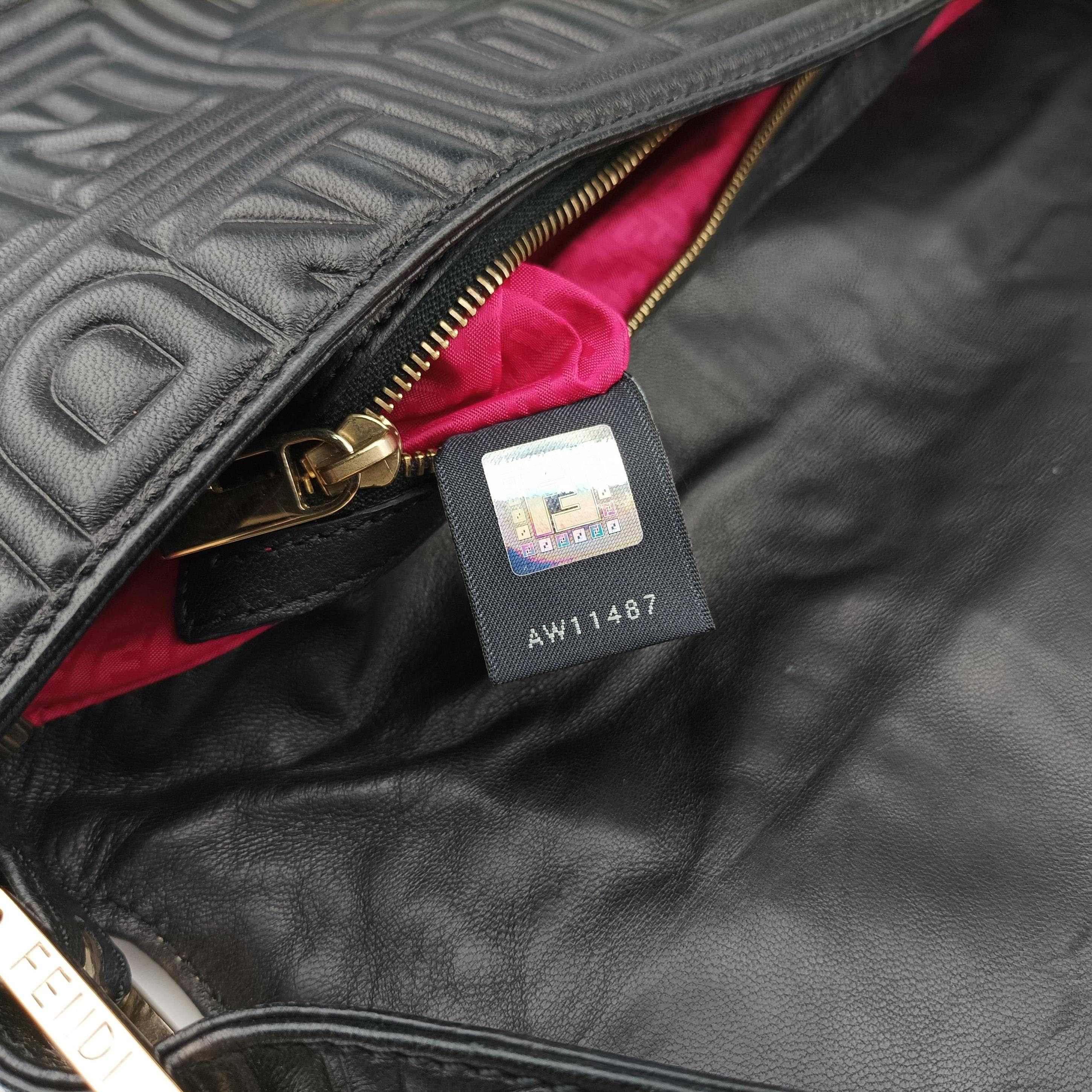 Pre-owned Fendi BAGUETTE Black Leather 8BR600 shoulderbag | stylenewstar