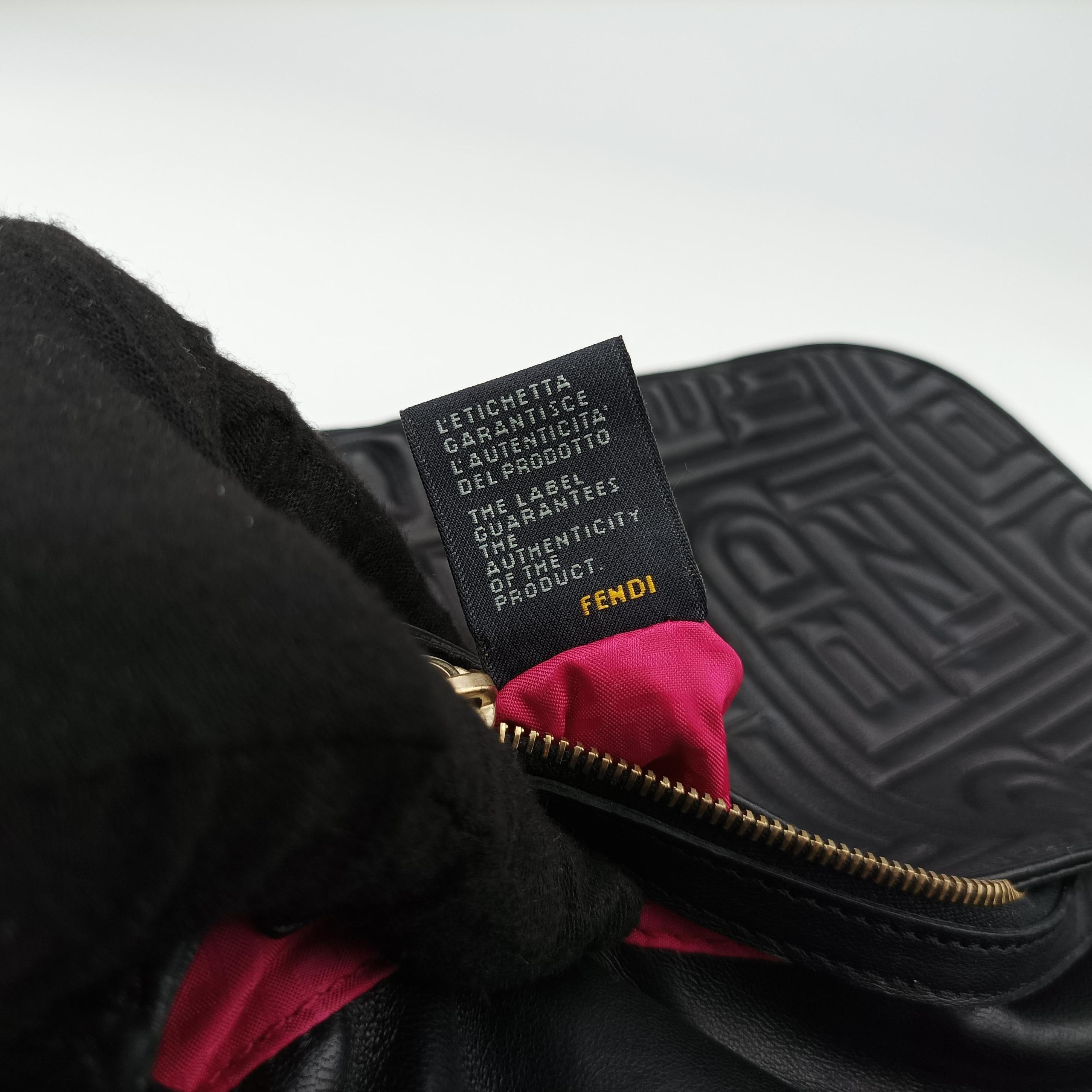 Pre-owned Fendi BAGUETTE Black Leather 8BR600 shoulderbag | stylenewstar