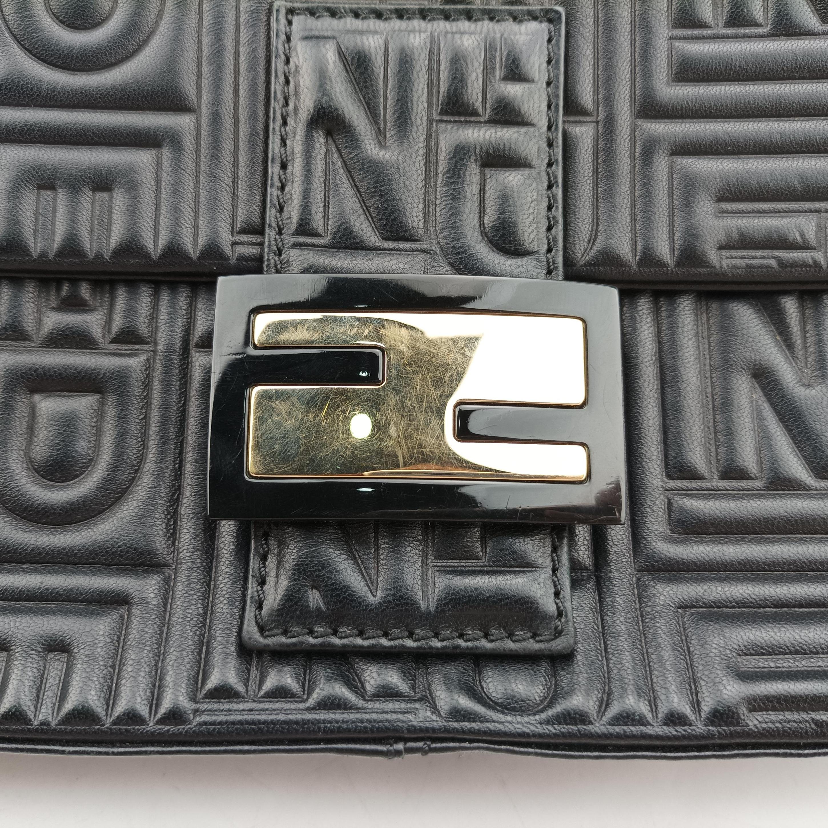 Pre-owned Fendi BAGUETTE Black Leather 8BR600 shoulderbag | stylenewstar