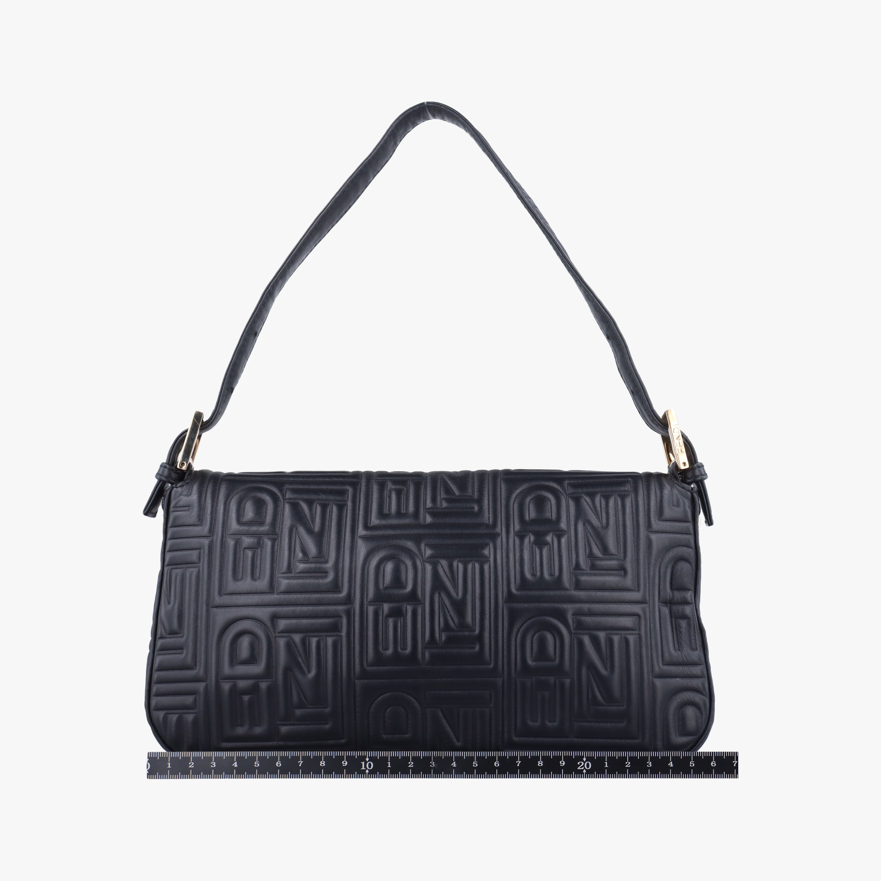 Pre-owned Fendi BAGUETTE Black Leather 8BR600 shoulderbag | stylenewstar