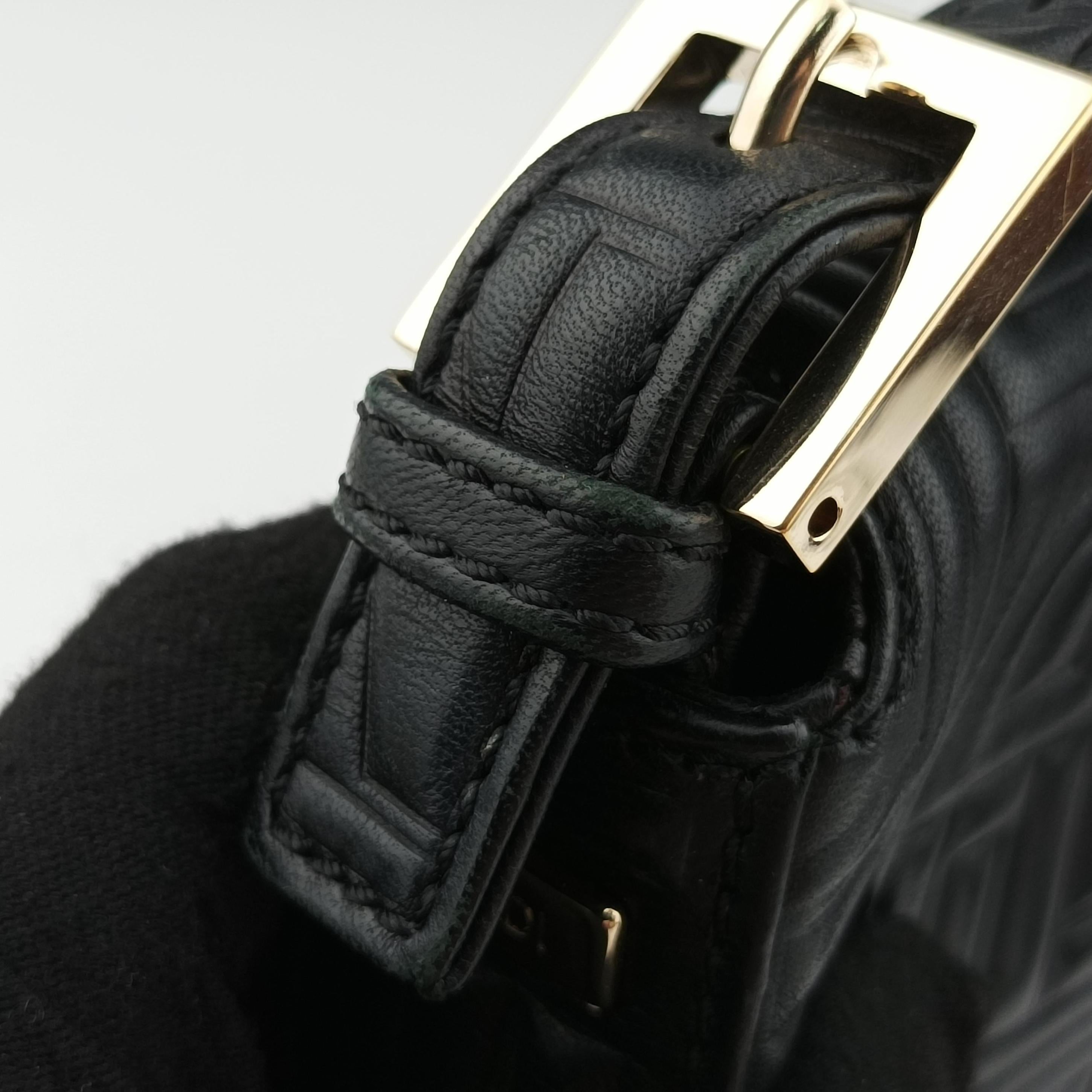 Pre-owned Fendi BAGUETTE Black Leather 8BR600 shoulderbag | stylenewstar