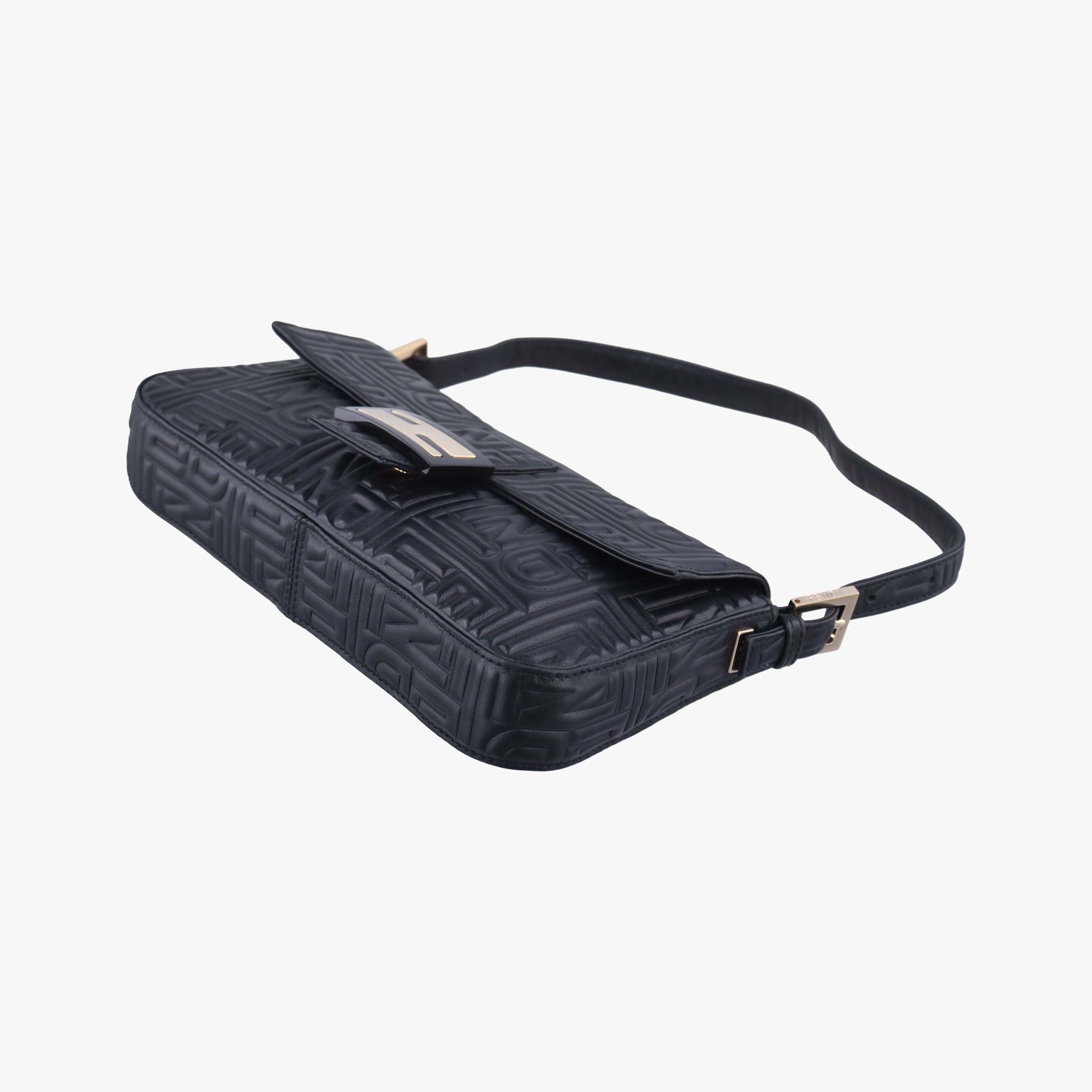 Pre-owned Fendi BAGUETTE Black Leather 8BR600 shoulderbag | stylenewstar