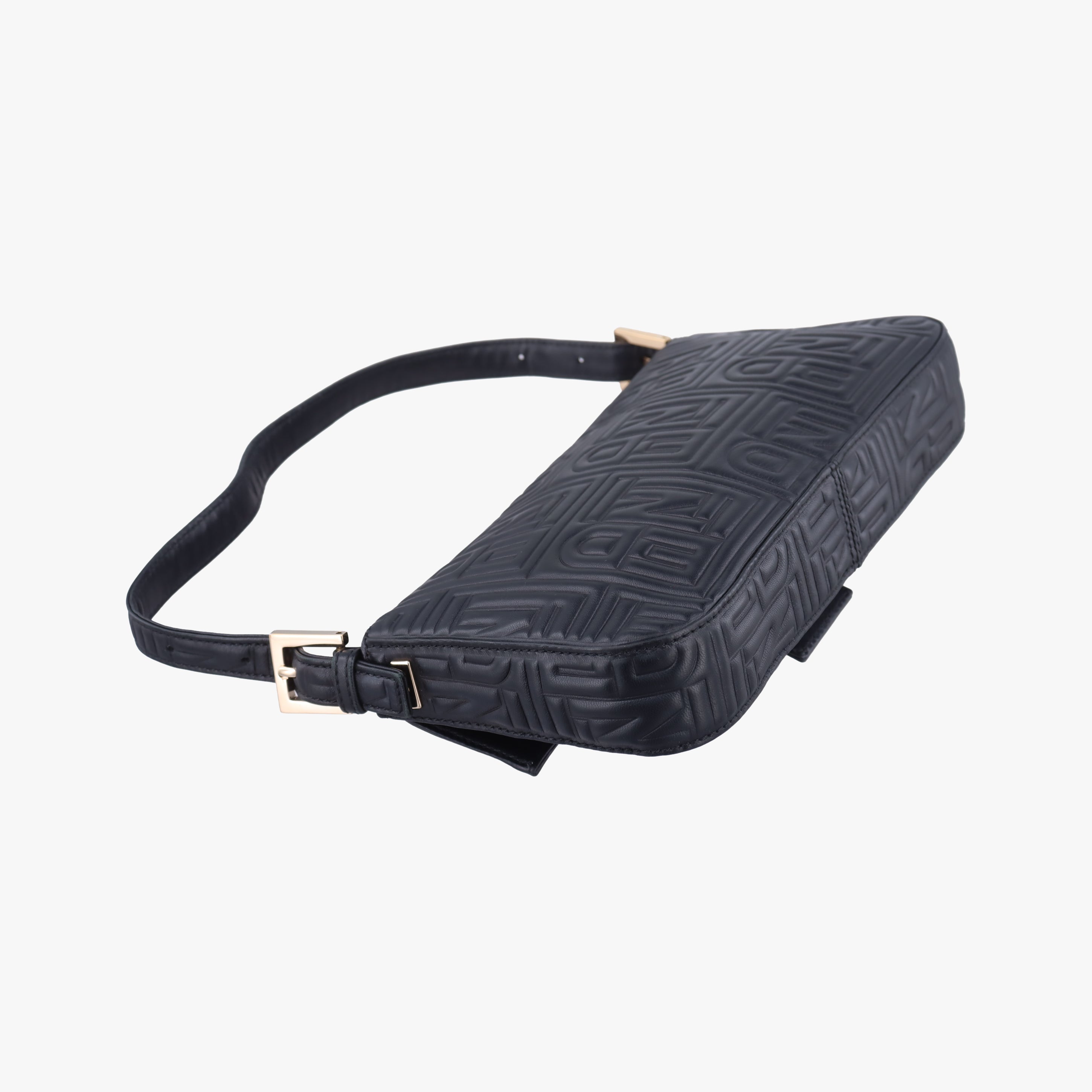 Pre-owned Fendi BAGUETTE Black Leather 8BR600 shoulderbag | stylenewstar