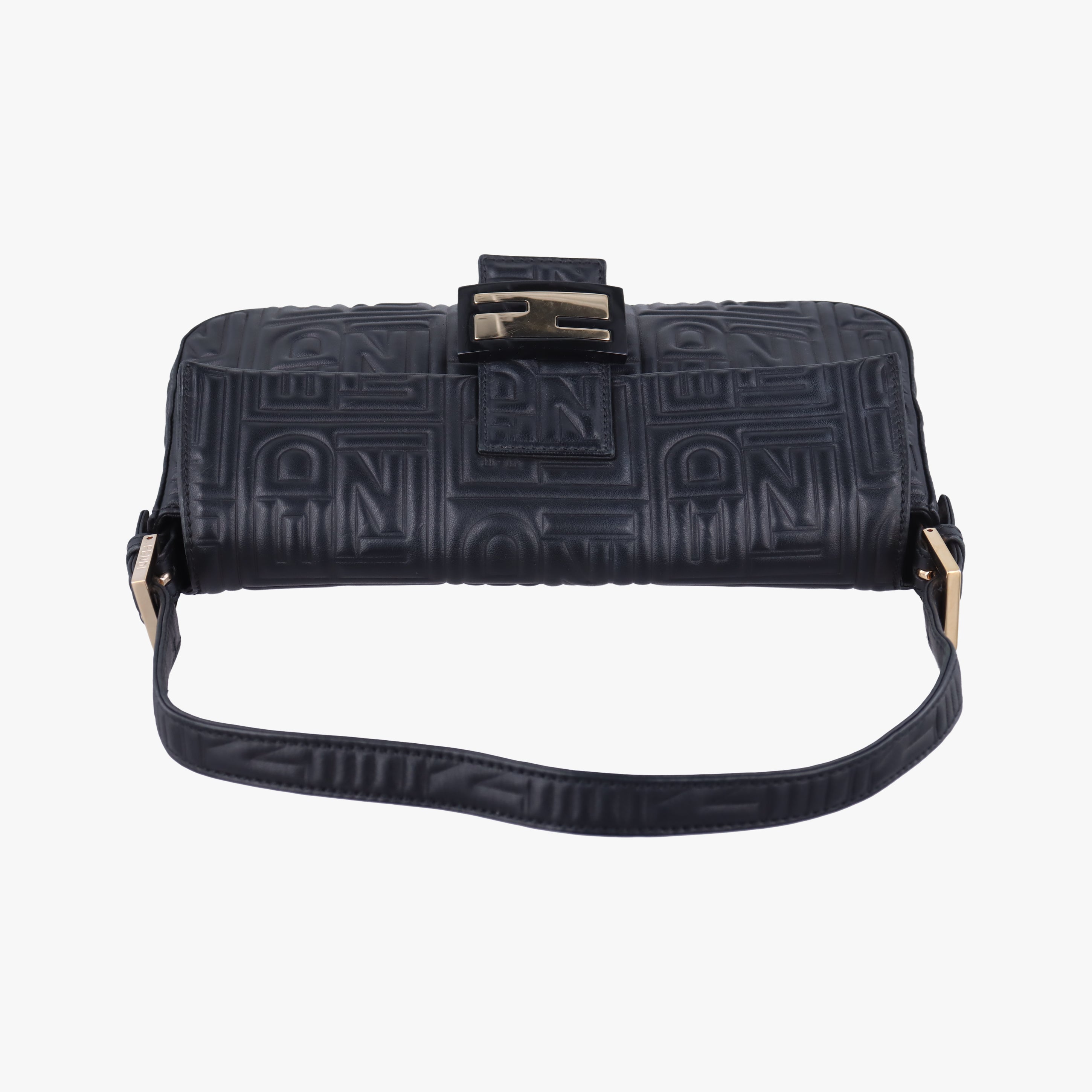 Pre-owned Fendi BAGUETTE Black Leather 8BR600 shoulderbag | stylenewstar