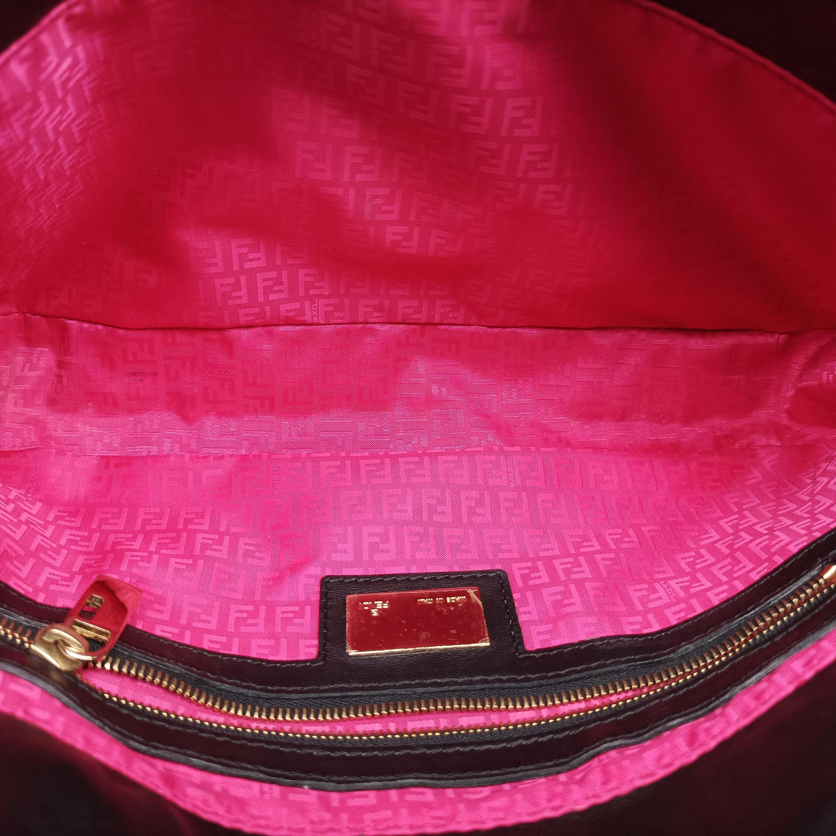 Pre-owned Fendi BAGUETTE Black Leather 8BR600 shoulderbag | stylenewstar