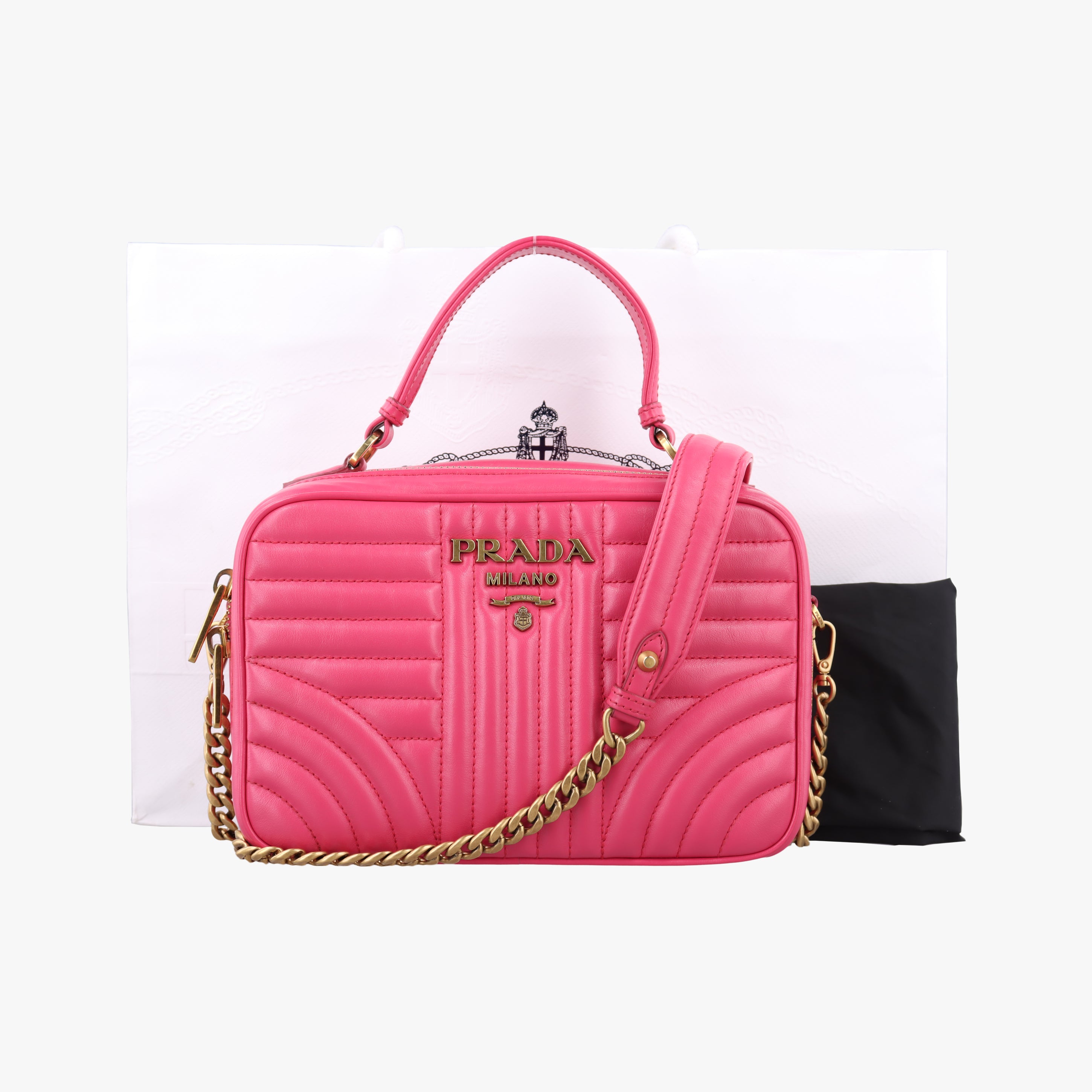 Vintage Prada Diagram Rose leather  shoulderbag | stylenewstar