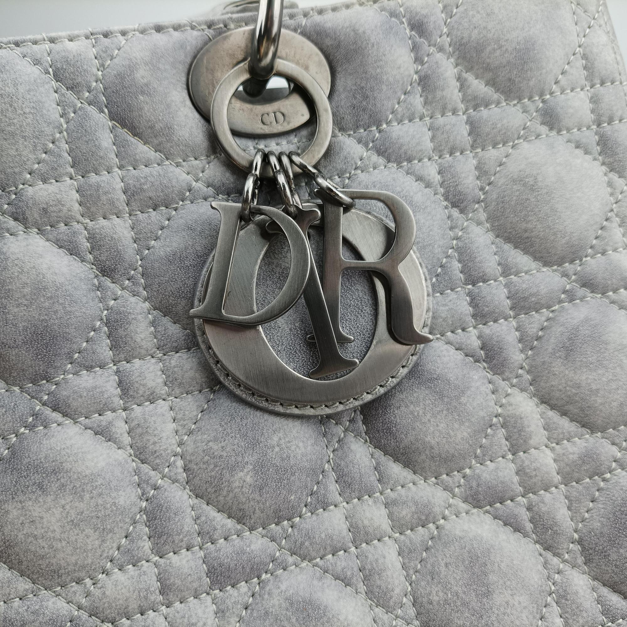 Vintage Christian Dior Lady Dior Grey lambskin  shoulderbag | stylenewstar