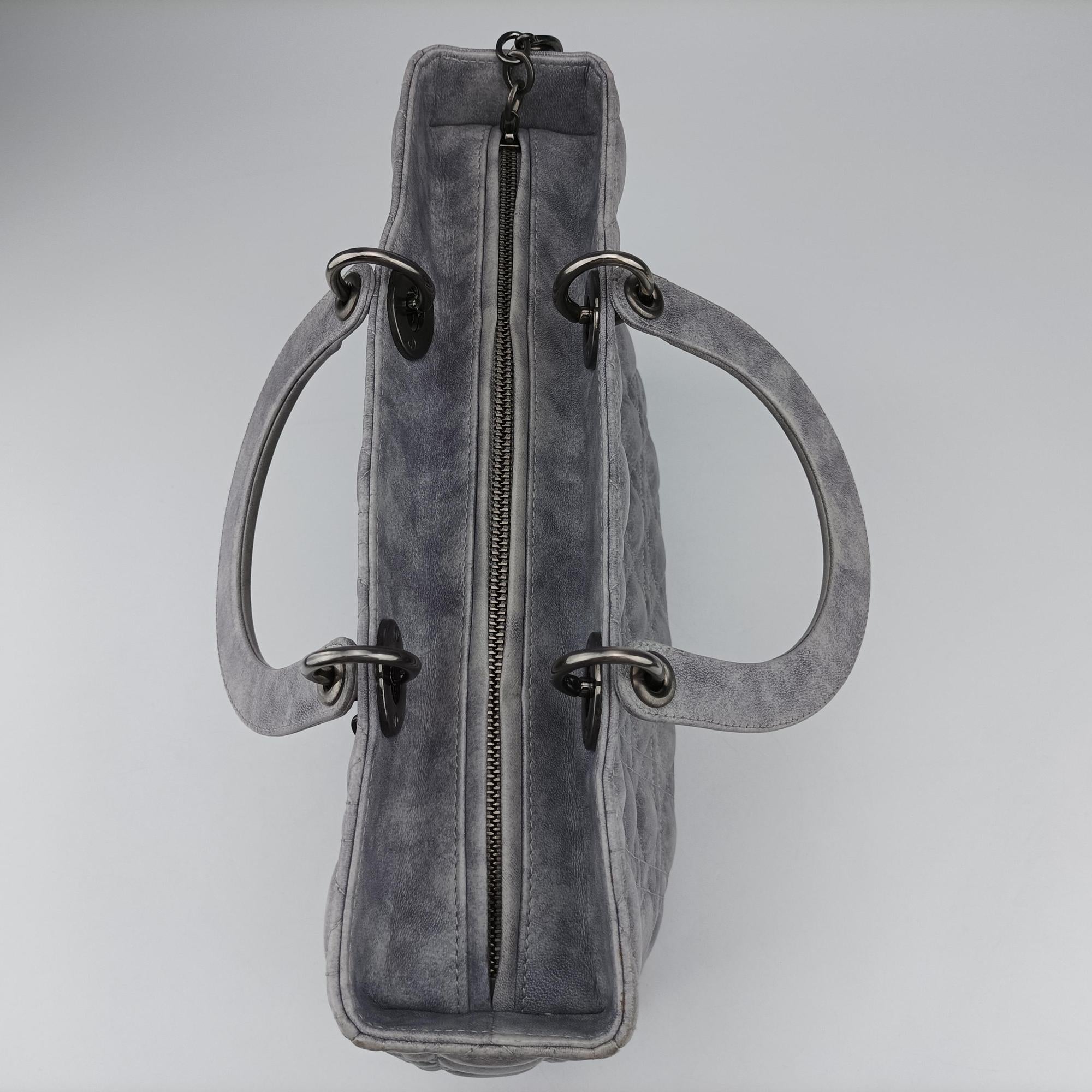 Vintage Christian Dior Lady Dior Grey lambskin  shoulderbag | stylenewstar
