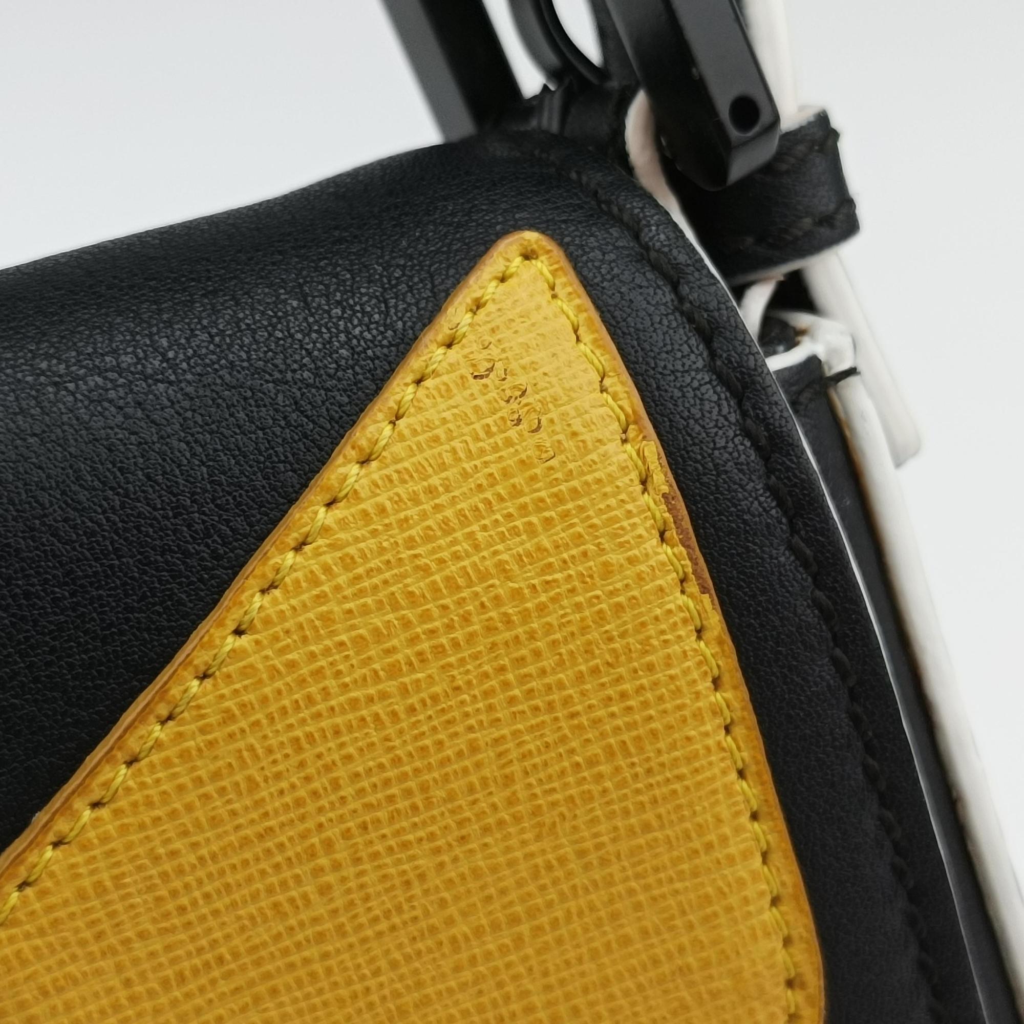 Pre-owned Fendi Monster Baguette Black×yellow Leather 8BR600 shoulderbag | stylenewstar