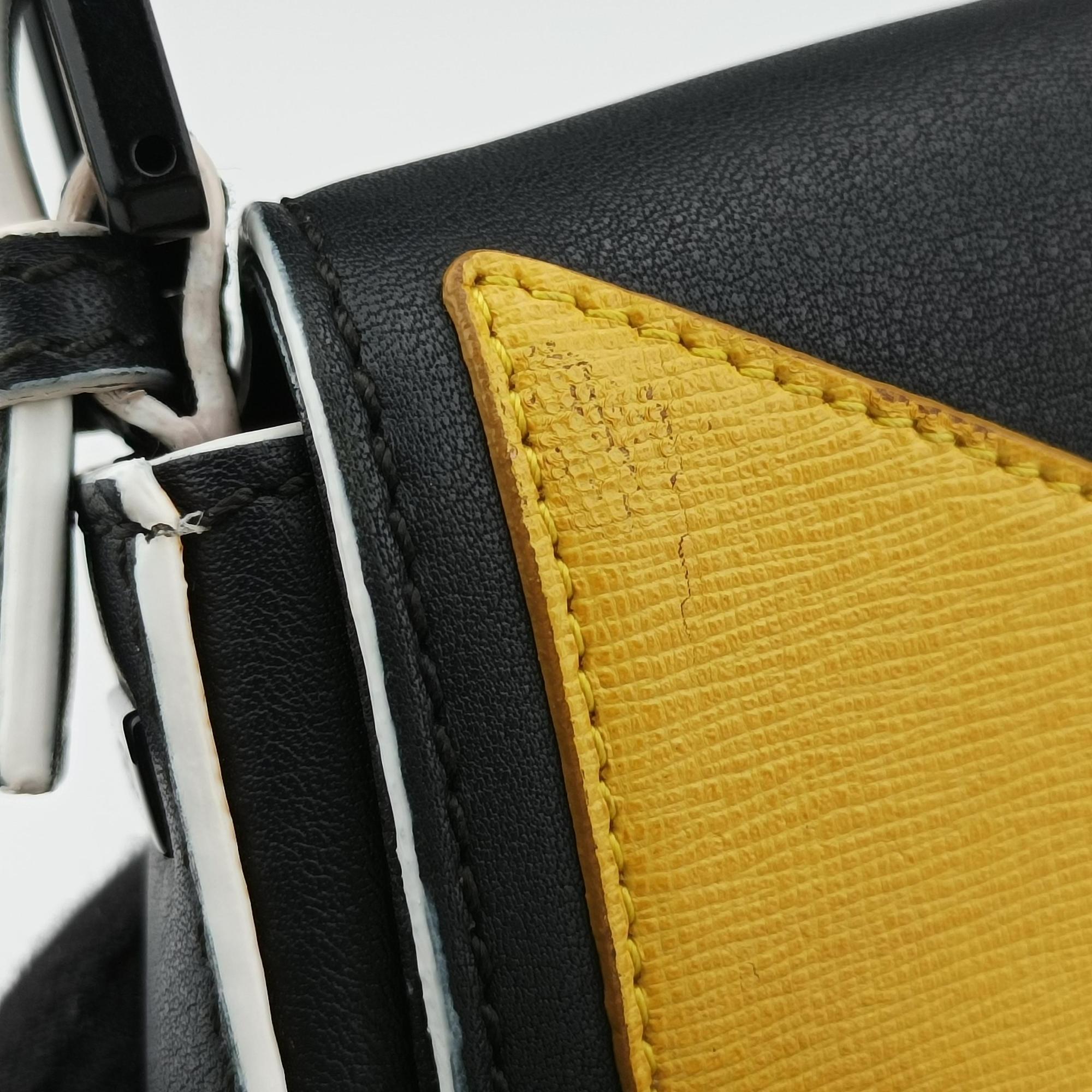 Pre-owned Fendi Monster Baguette Black×yellow Leather 8BR600 shoulderbag | stylenewstar