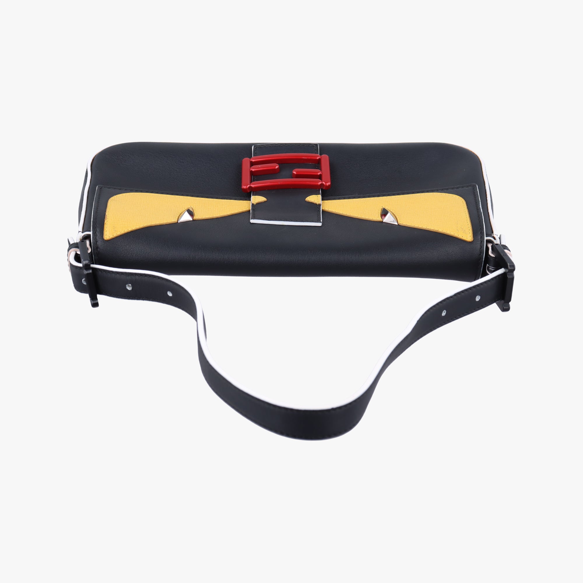 Pre-owned Fendi Monster Baguette Black×yellow Leather 8BR600 shoulderbag | stylenewstar