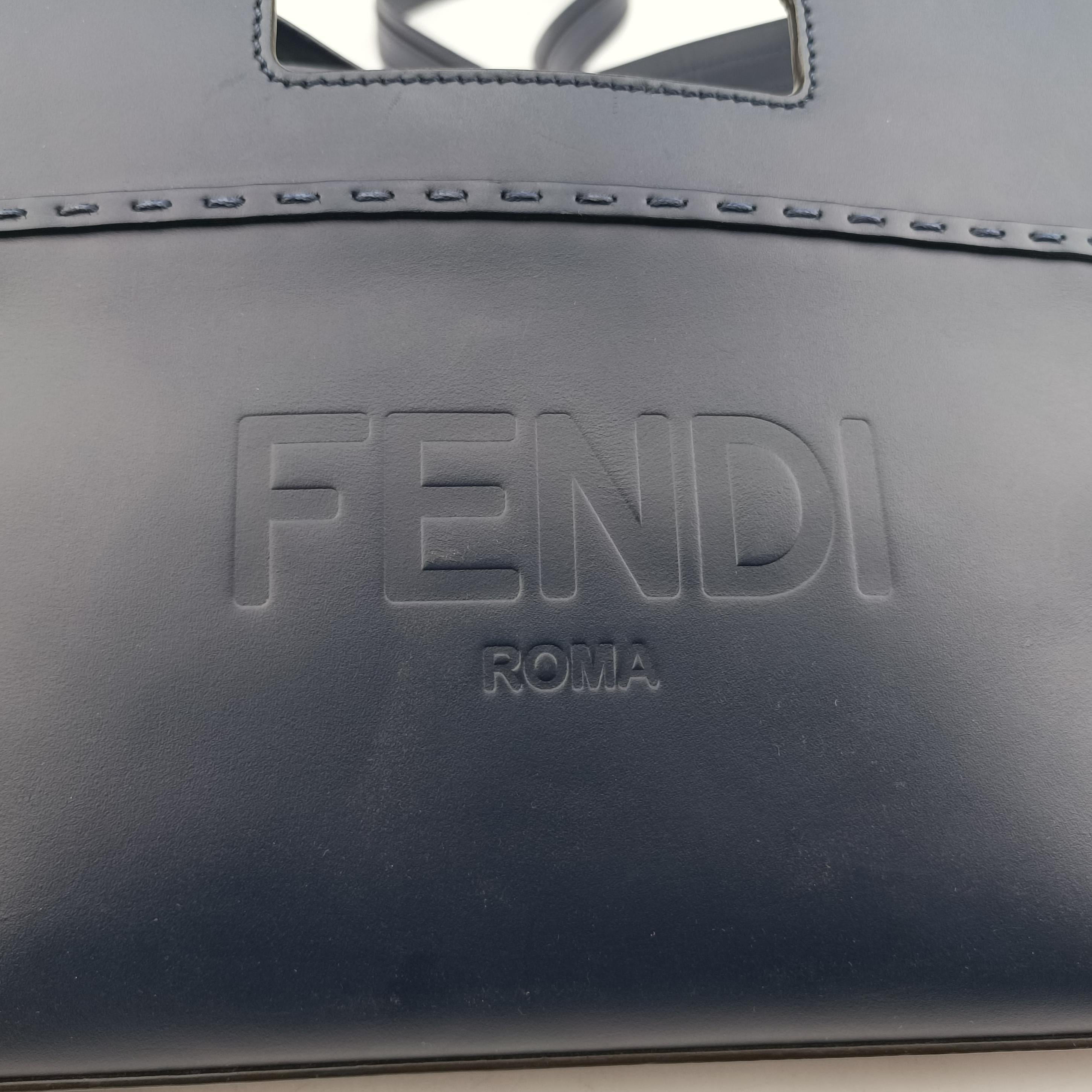 Secondhand Fendi Shopper Blue Leather 7VA547 shoulderbag | stylenewstar