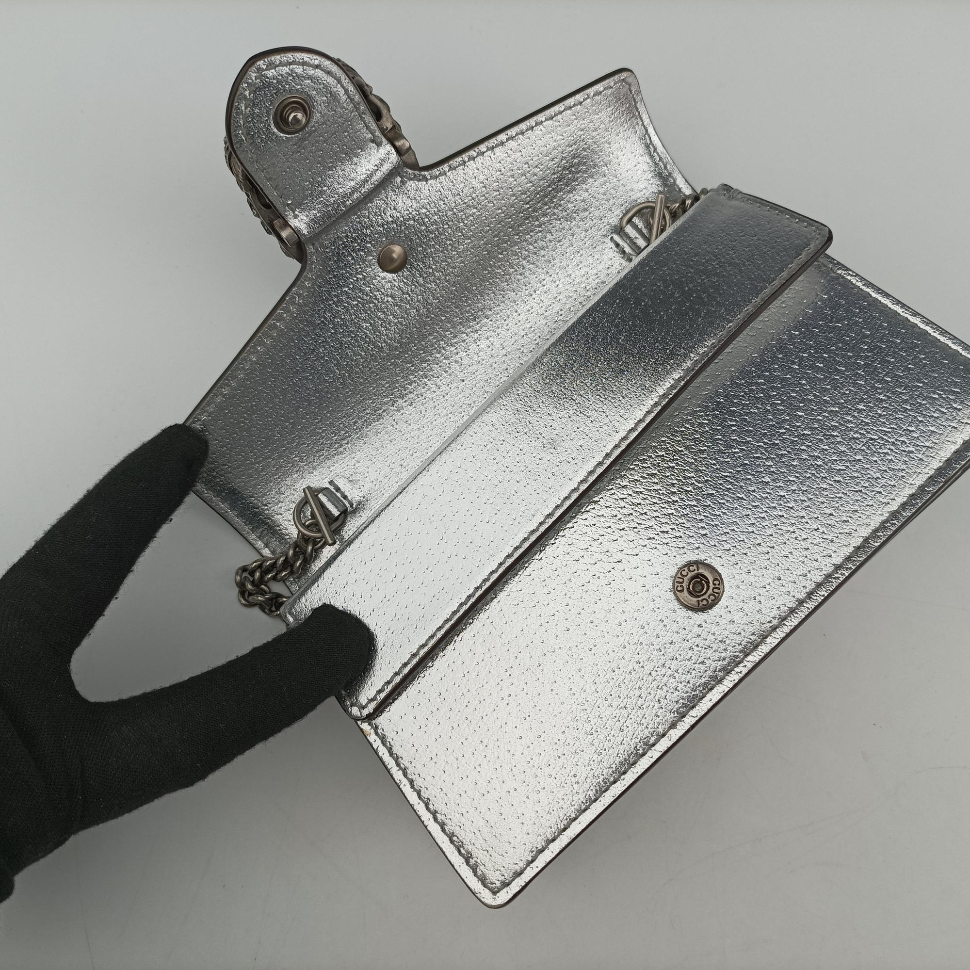 Pre-owned Gucci Dionysus Silver Leather 476432 shoulderbag | stylenewstar