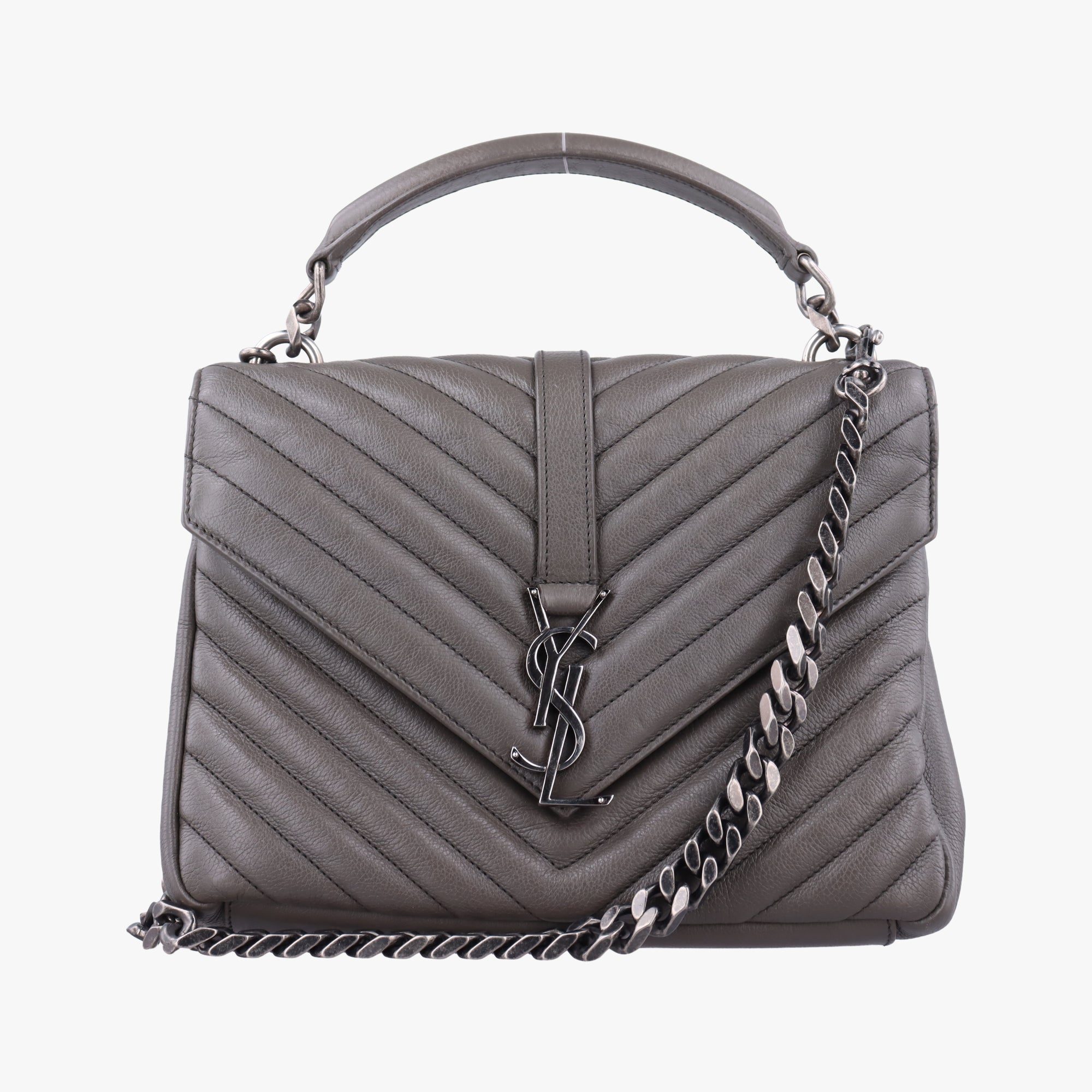 Secondhand Yves Saint Laurent COLLEGE Grey Leather 428056 shoulderbag | stylenewstar