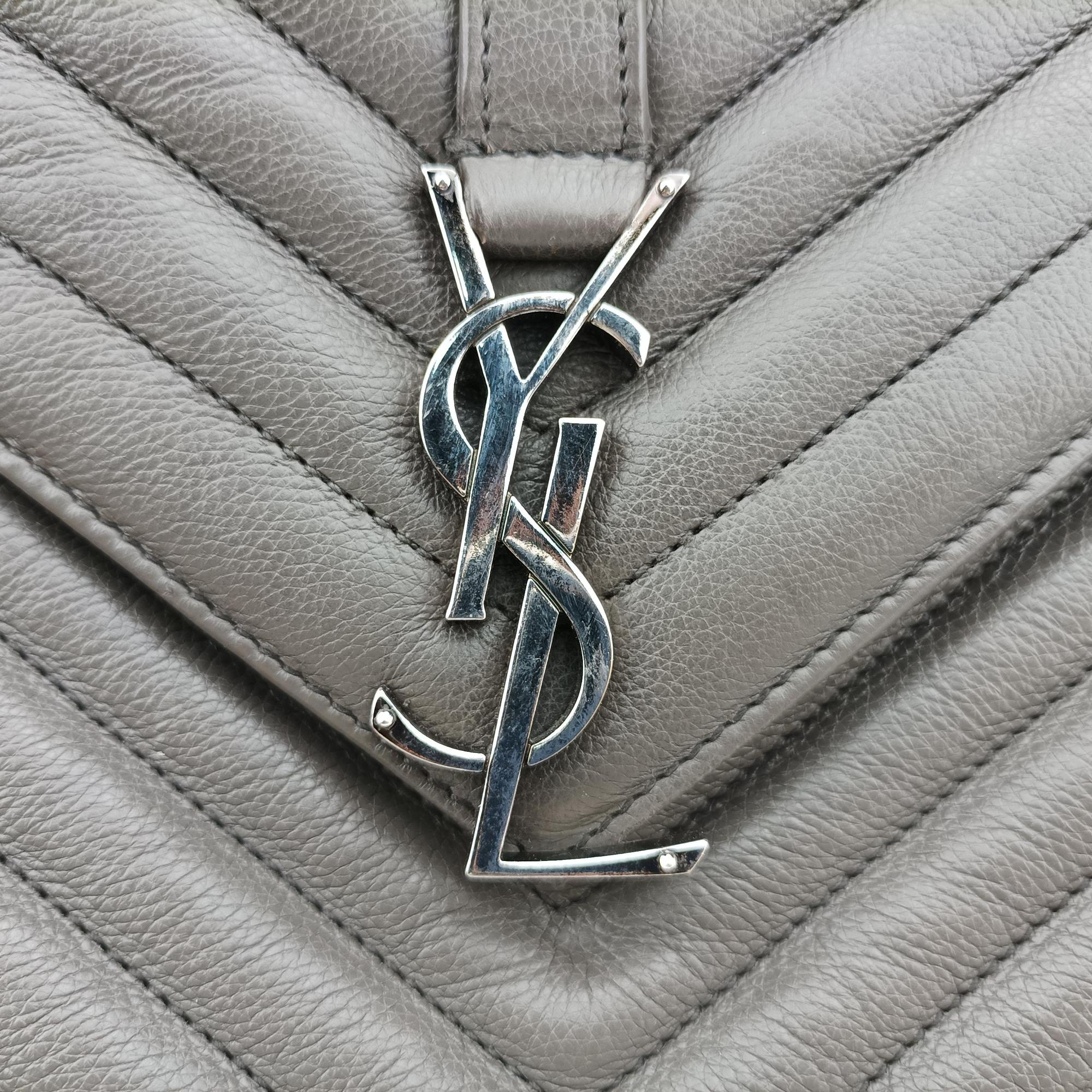 Secondhand Yves Saint Laurent COLLEGE Grey Leather 428056 shoulderbag | stylenewstar