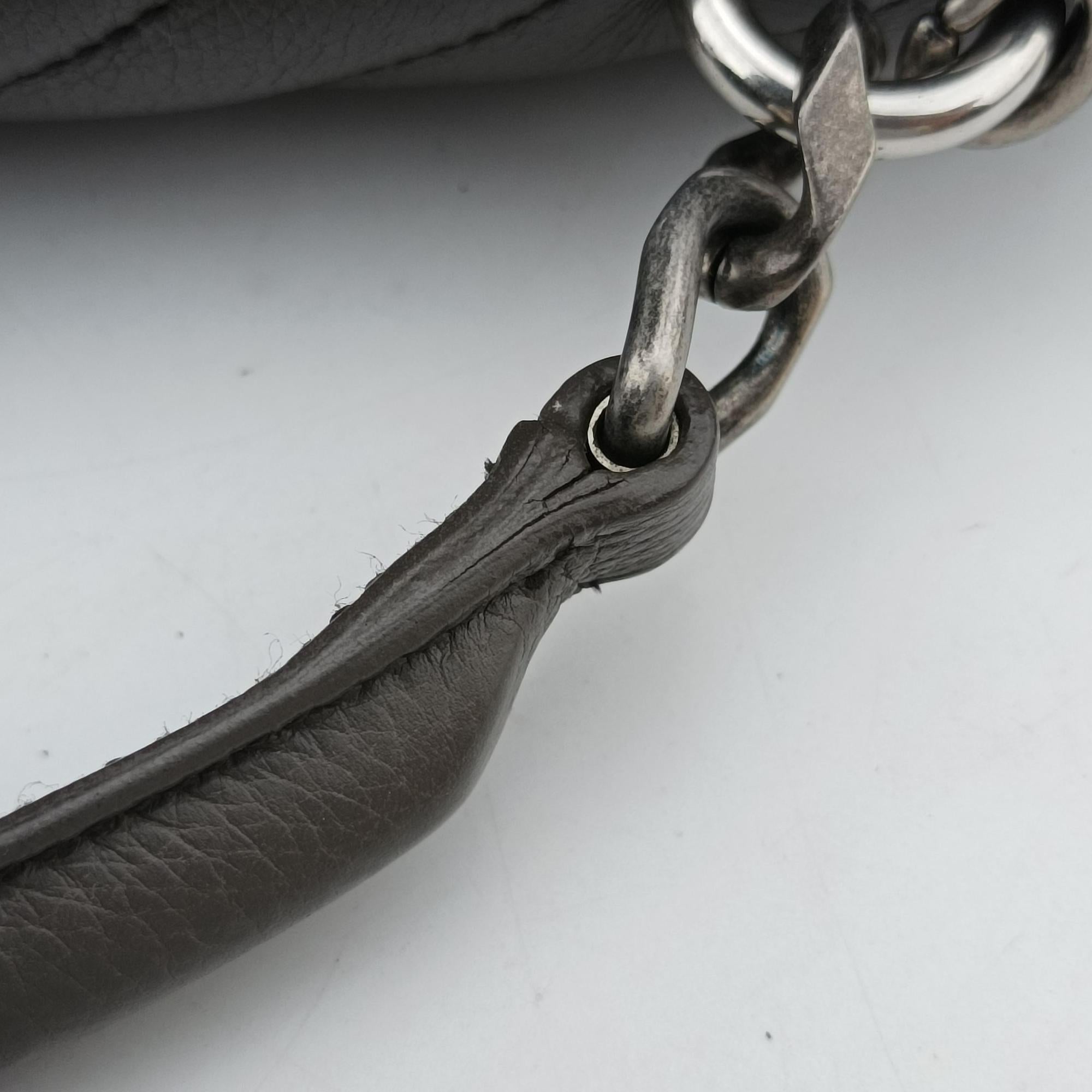 Secondhand Yves Saint Laurent COLLEGE Grey Leather 428056 shoulderbag | stylenewstar
