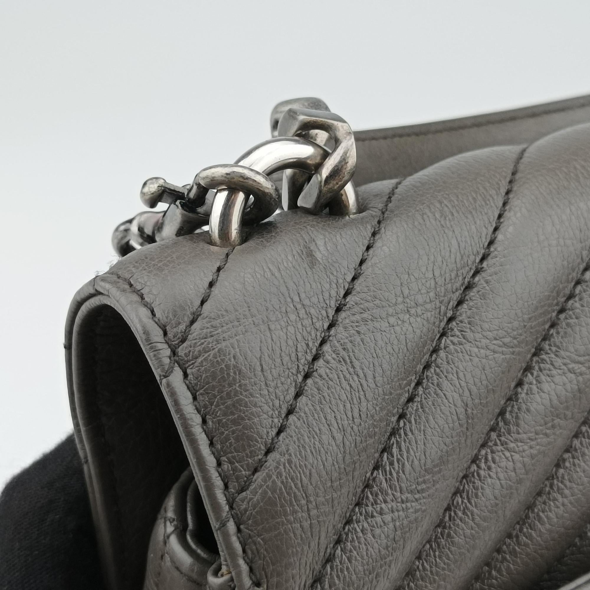 Secondhand Yves Saint Laurent COLLEGE Grey Leather 428056 shoulderbag | stylenewstar