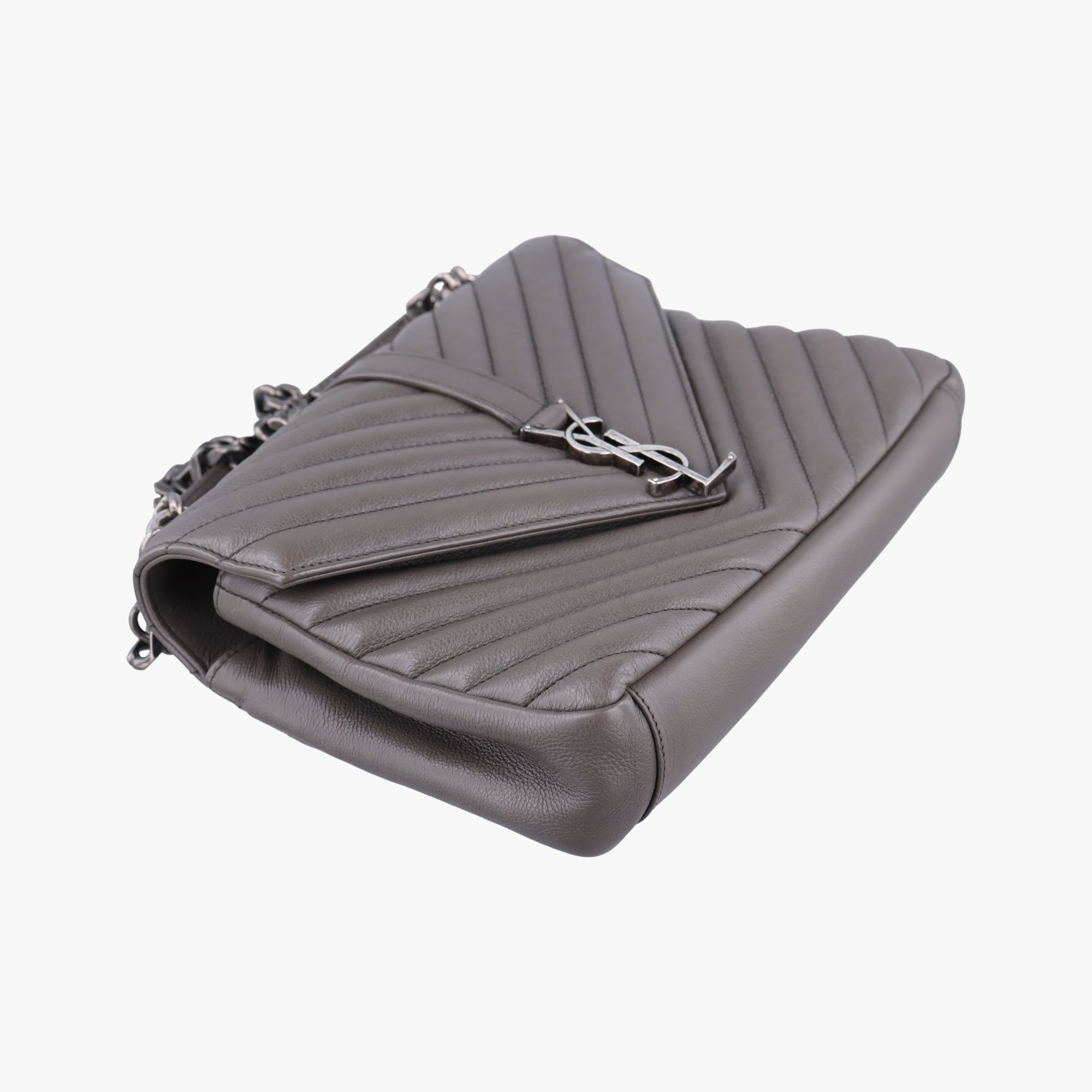 Secondhand Yves Saint Laurent COLLEGE Grey Leather 428056 shoulderbag | stylenewstar