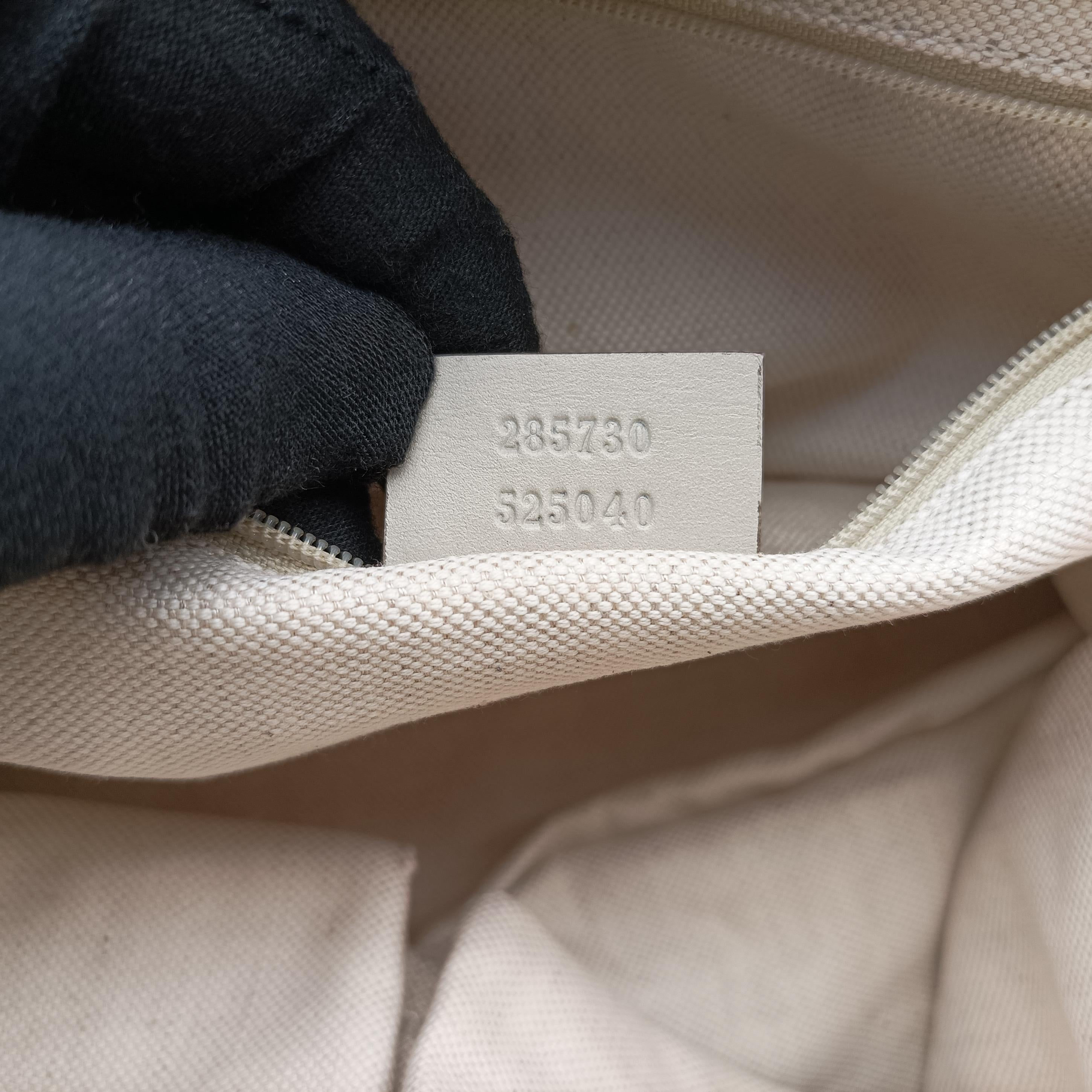 Pre-owned Gucci Sukey Brown×White canvas×leather 285730 shoulderbag | stylenewstar