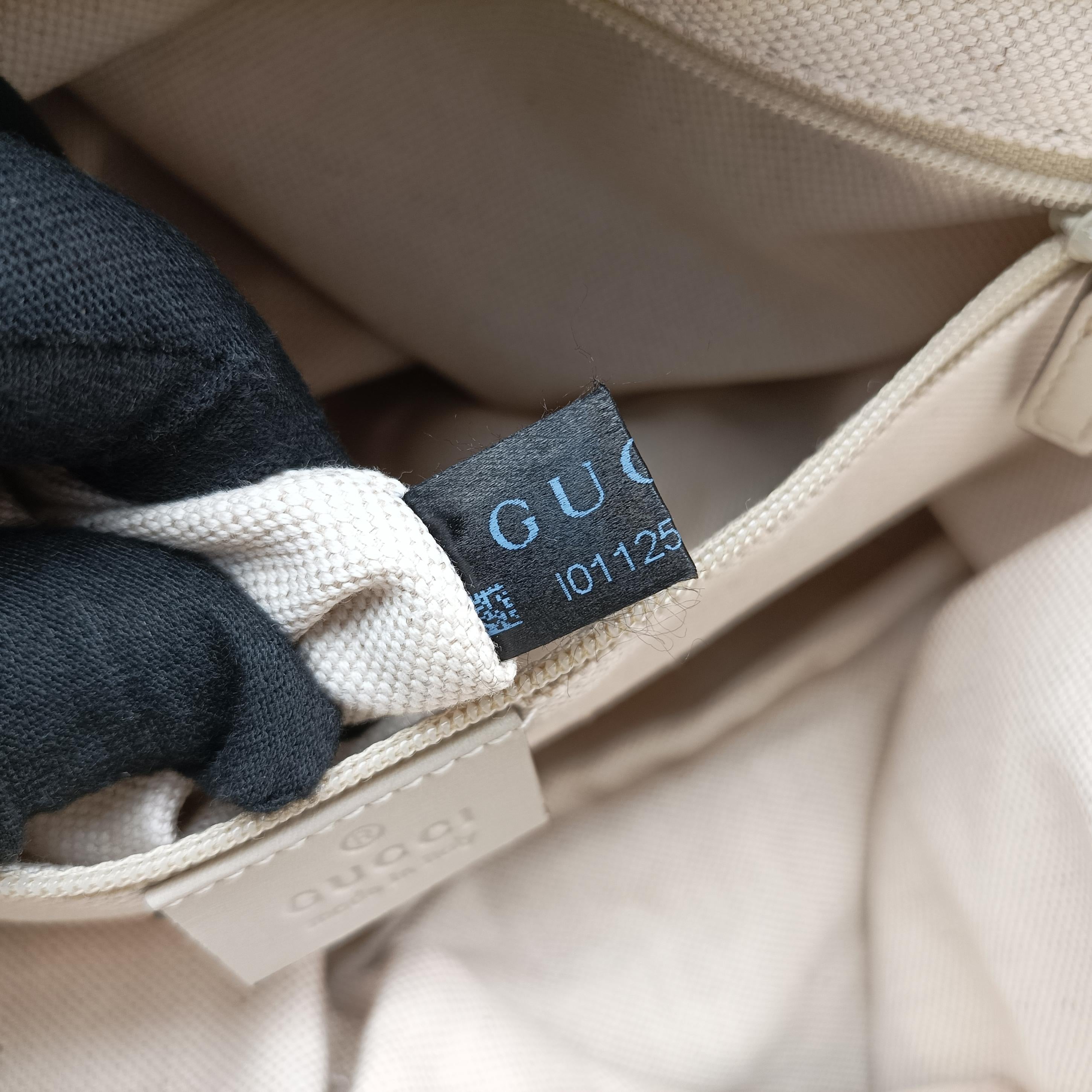 Pre-owned Gucci Sukey Brown×White canvas×leather 285730 shoulderbag | stylenewstar