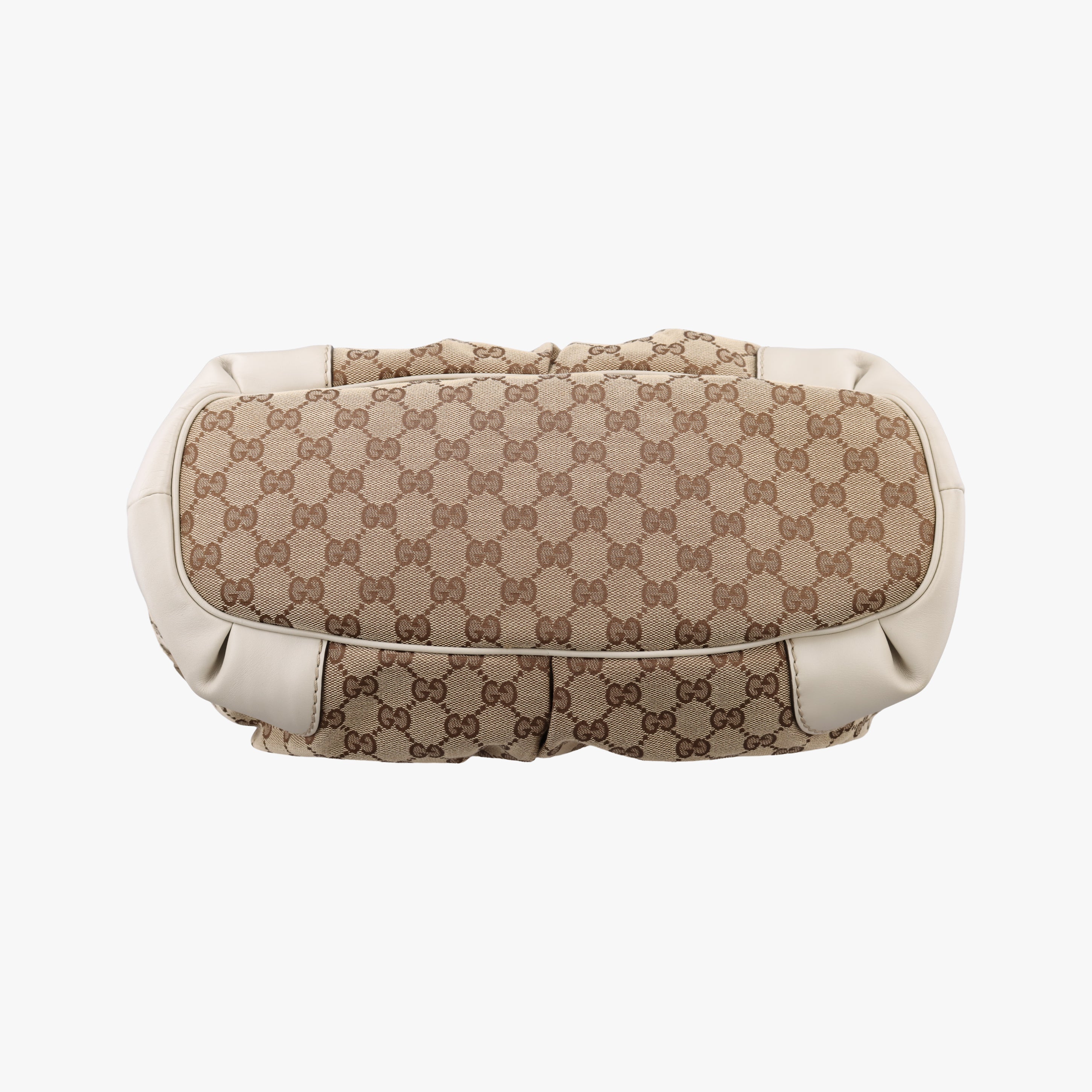 Pre-owned Gucci Sukey Brown×White canvas×leather 285730 shoulderbag | stylenewstar