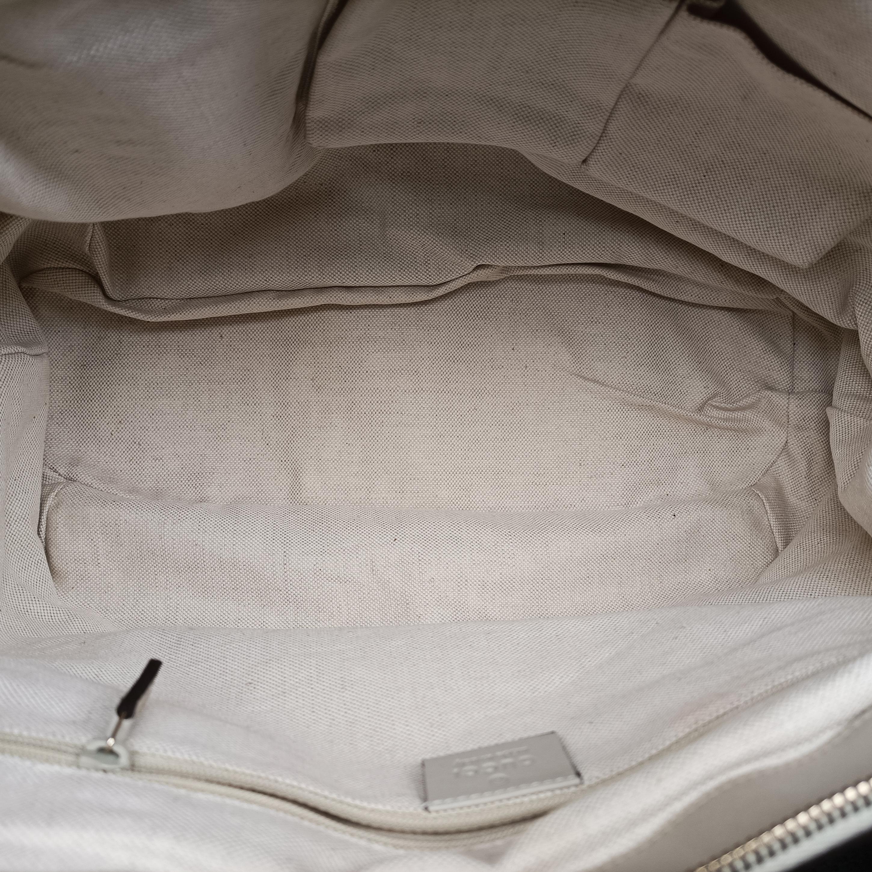 Pre-owned Gucci Sukey Brown×White canvas×leather 285730 shoulderbag | stylenewstar