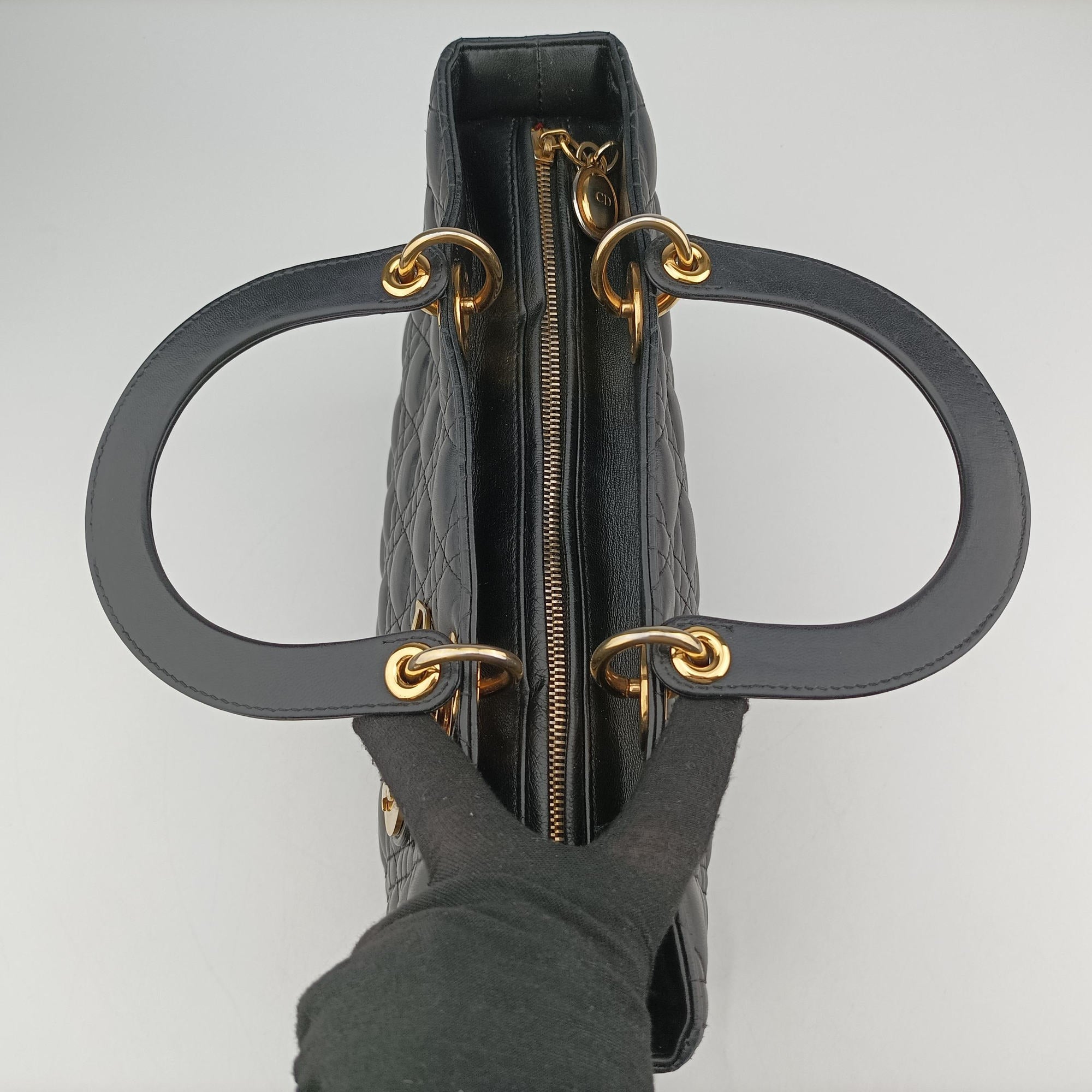 Vintage Christian Dior Lady Dior Black lambskin  shoulderbag | stylenewstar