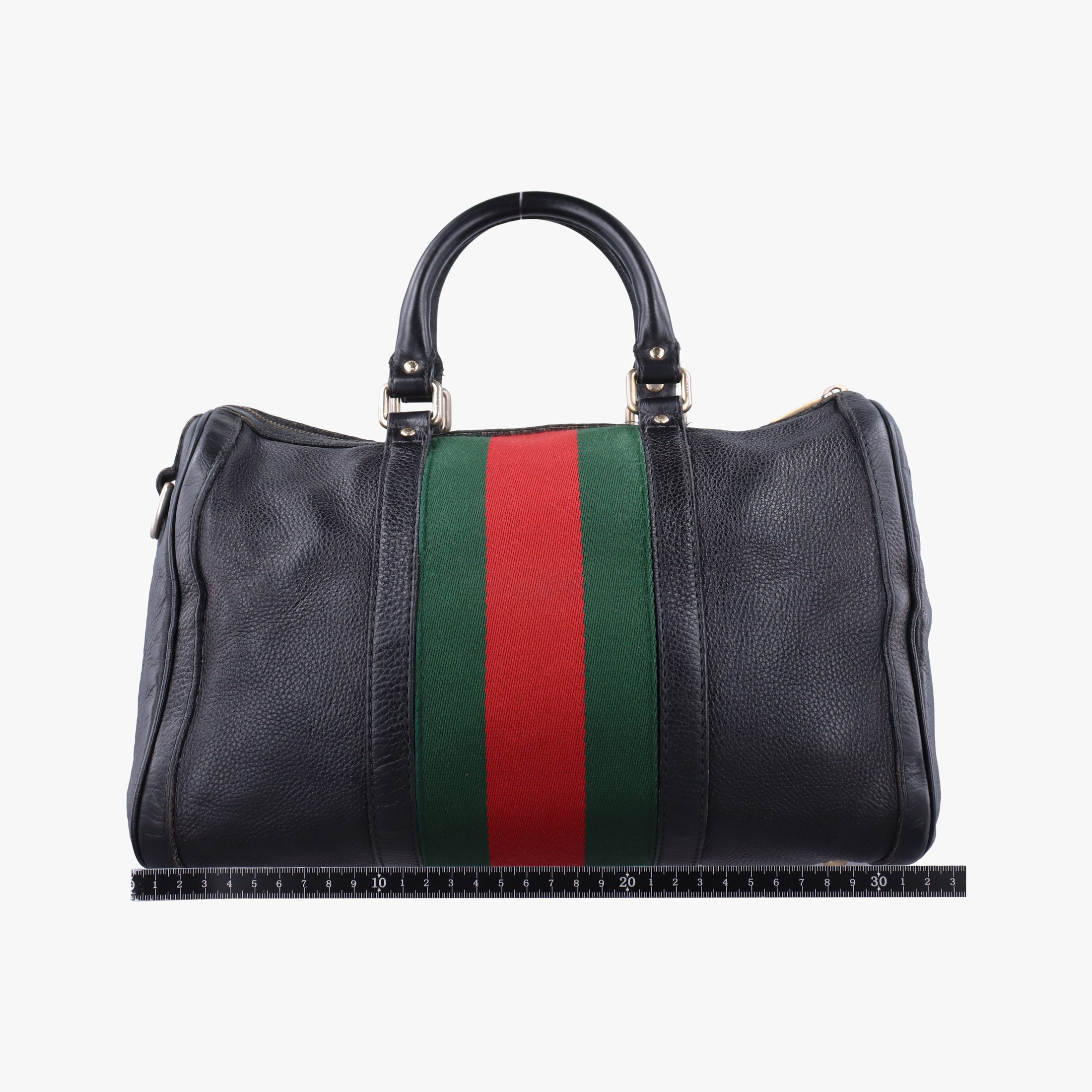 Pre-owned Gucci Sherry Line Black x Red x Green Leather 247205 shoulderbag | stylenewstar