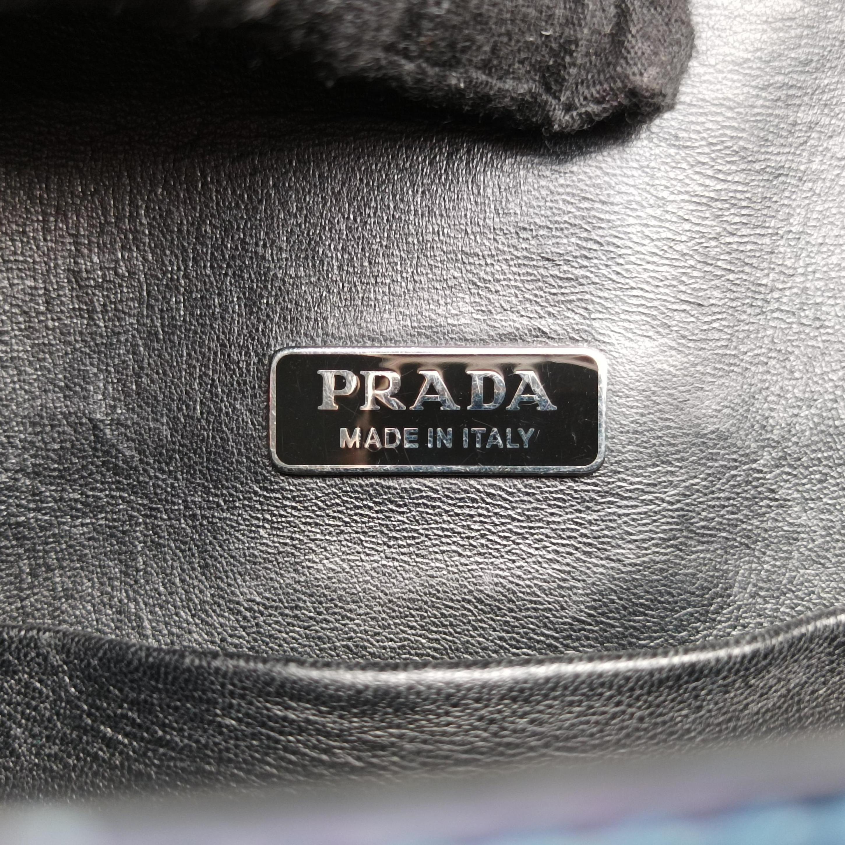 Pre-owned Prada Cahier Black×Blue Leather×Patent 1BH018 shoulderbag | stylenewstar