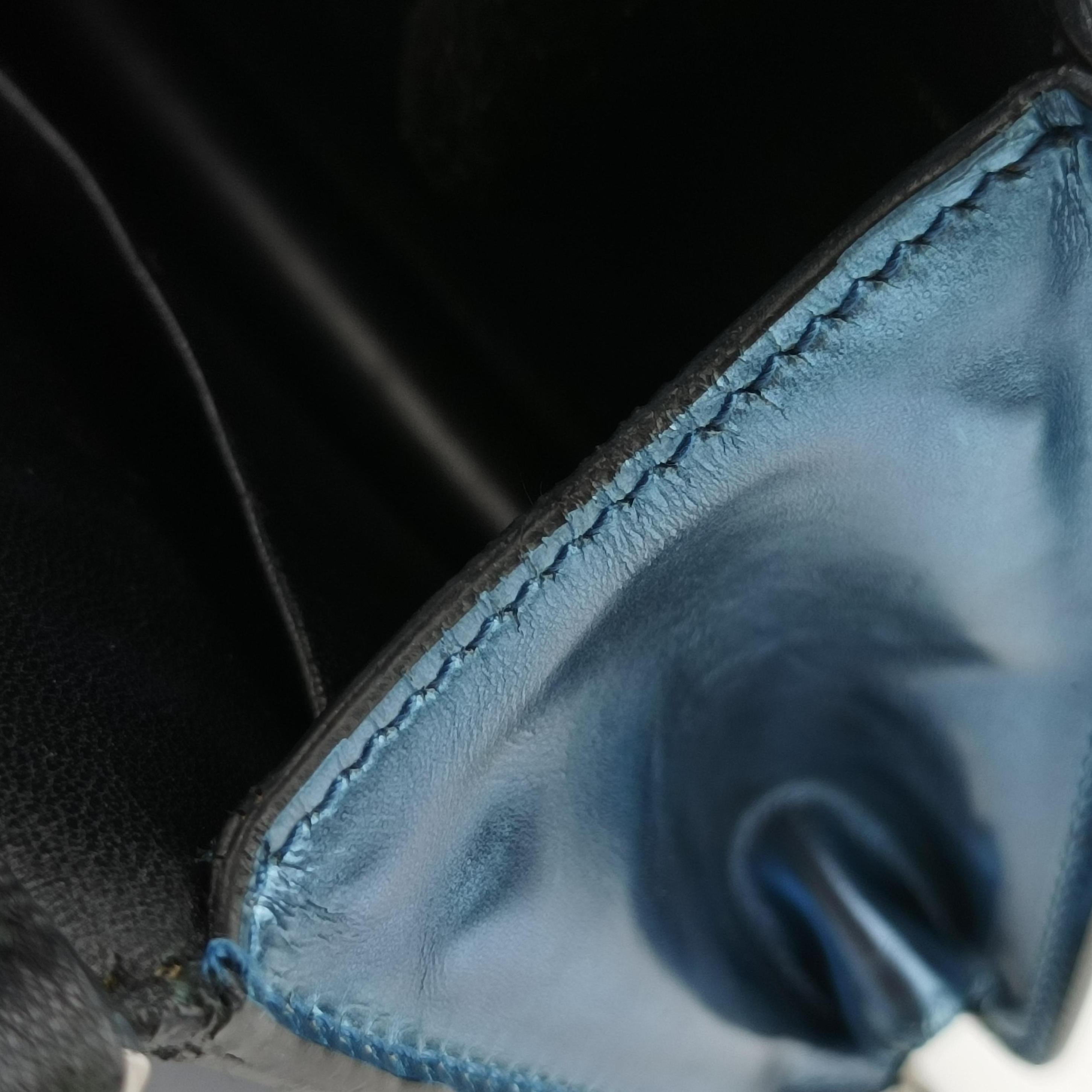 Pre-owned Prada Cahier Black×Blue Leather×Patent 1BH018 shoulderbag | stylenewstar