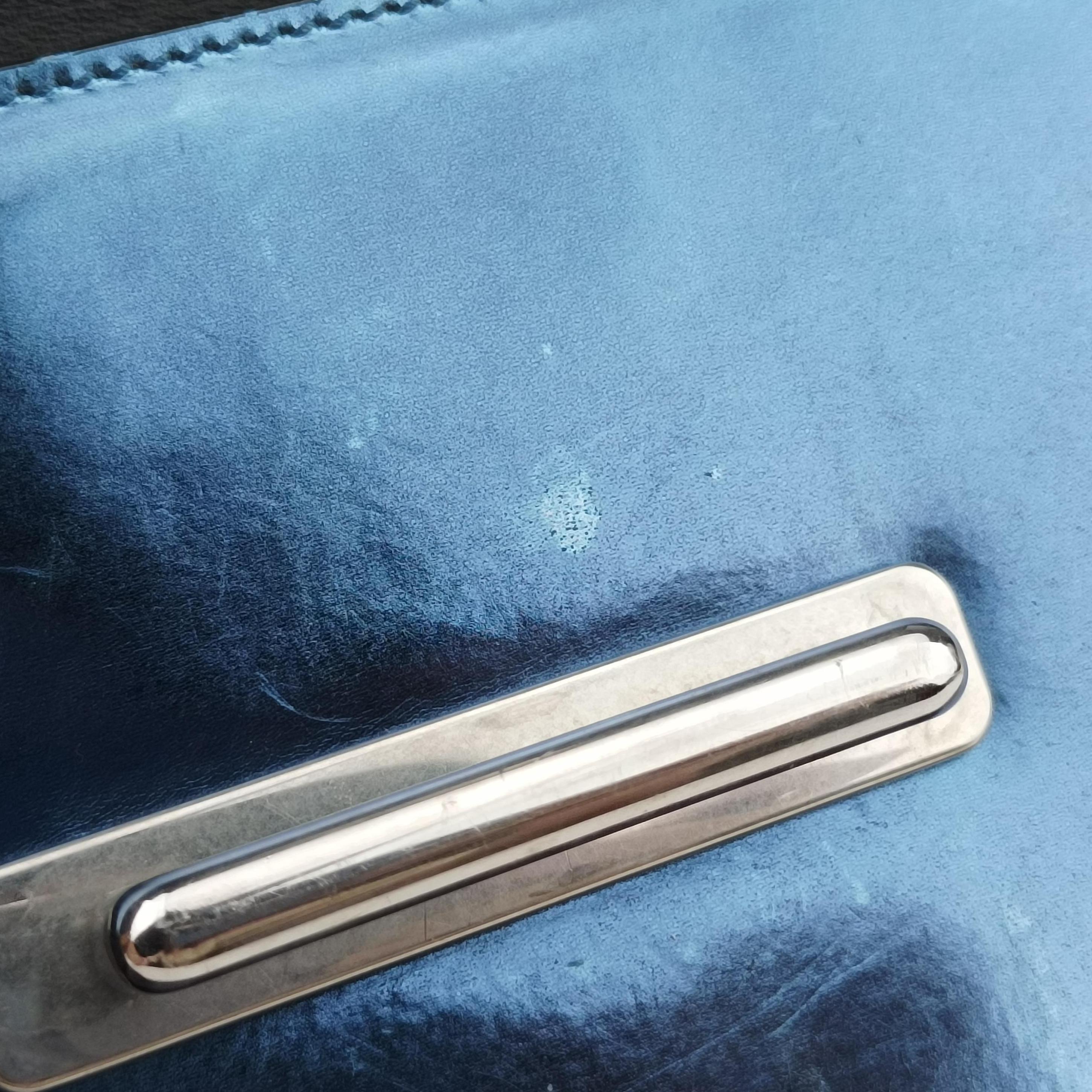 Pre-owned Prada Cahier Black×Blue Leather×Patent 1BH018 shoulderbag | stylenewstar