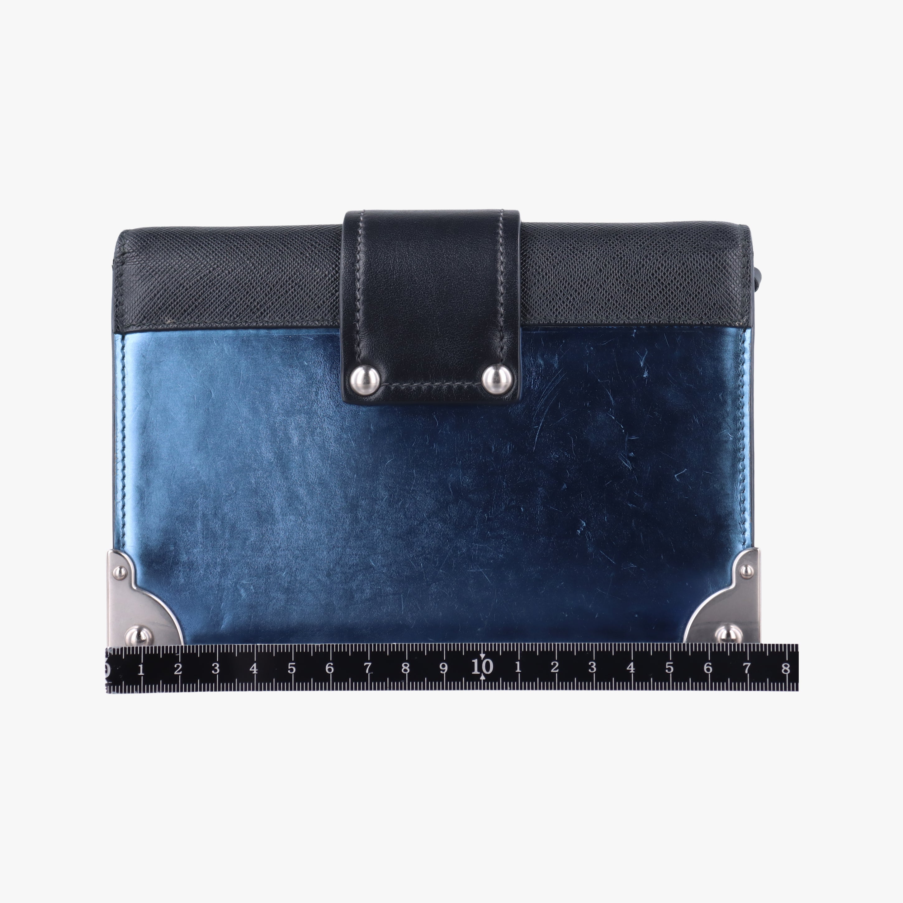 Pre-owned Prada Cahier Black×Blue Leather×Patent 1BH018 shoulderbag | stylenewstar