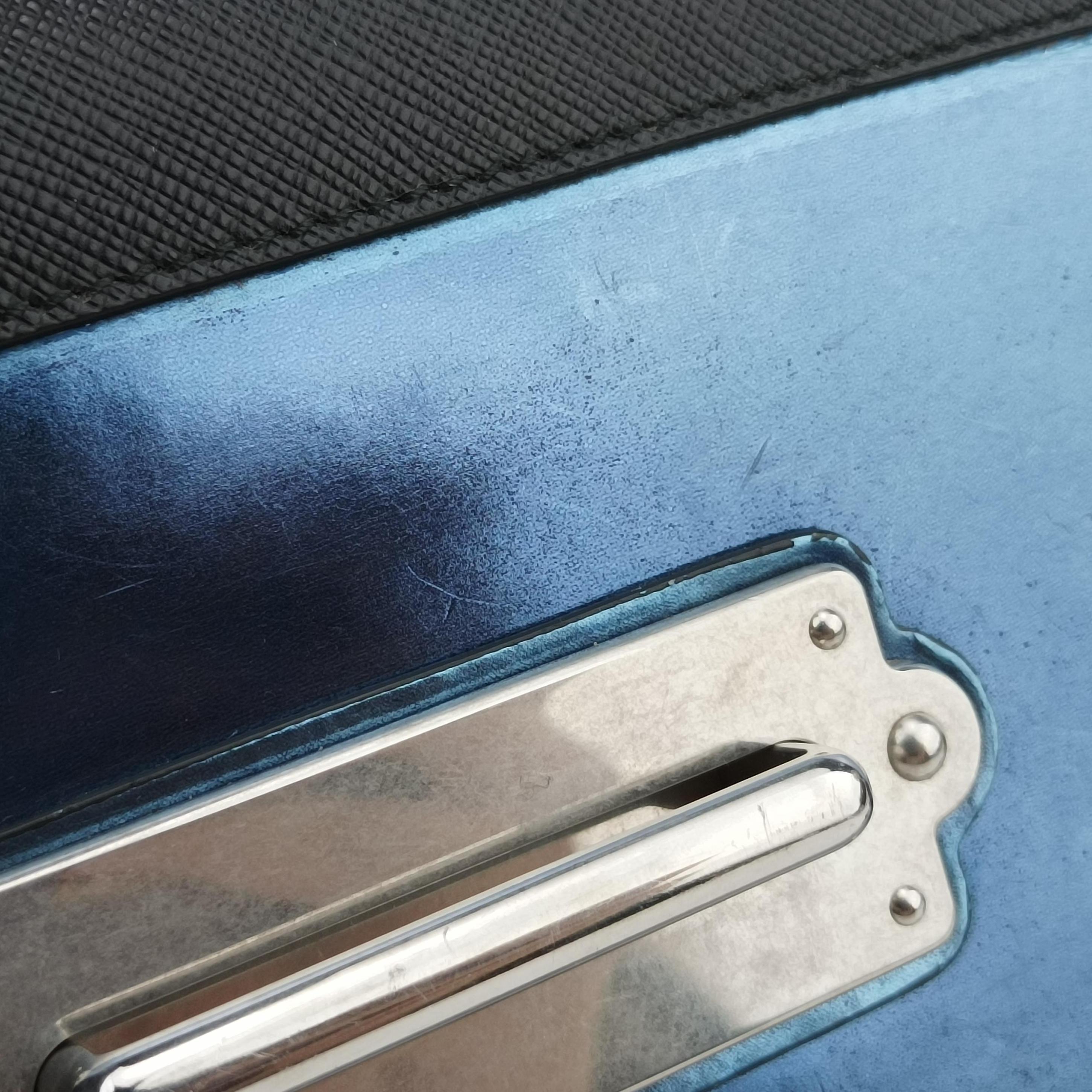 Pre-owned Prada Cahier Black×Blue Leather×Patent 1BH018 shoulderbag | stylenewstar