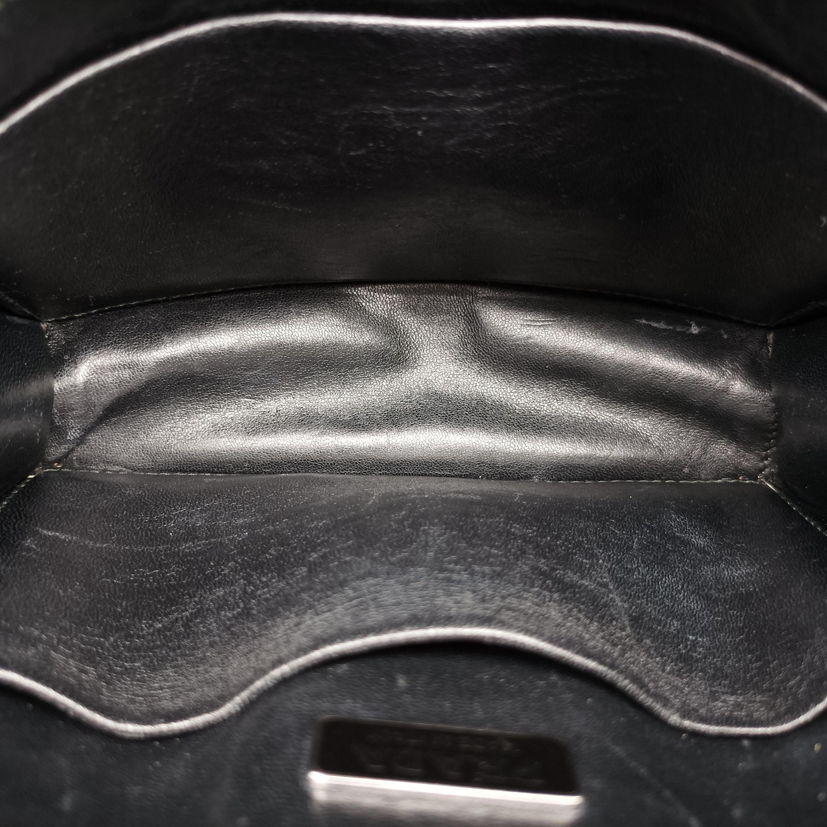 Pre-owned Prada Cahier Black×Blue Leather×Patent 1BH018 shoulderbag | stylenewstar