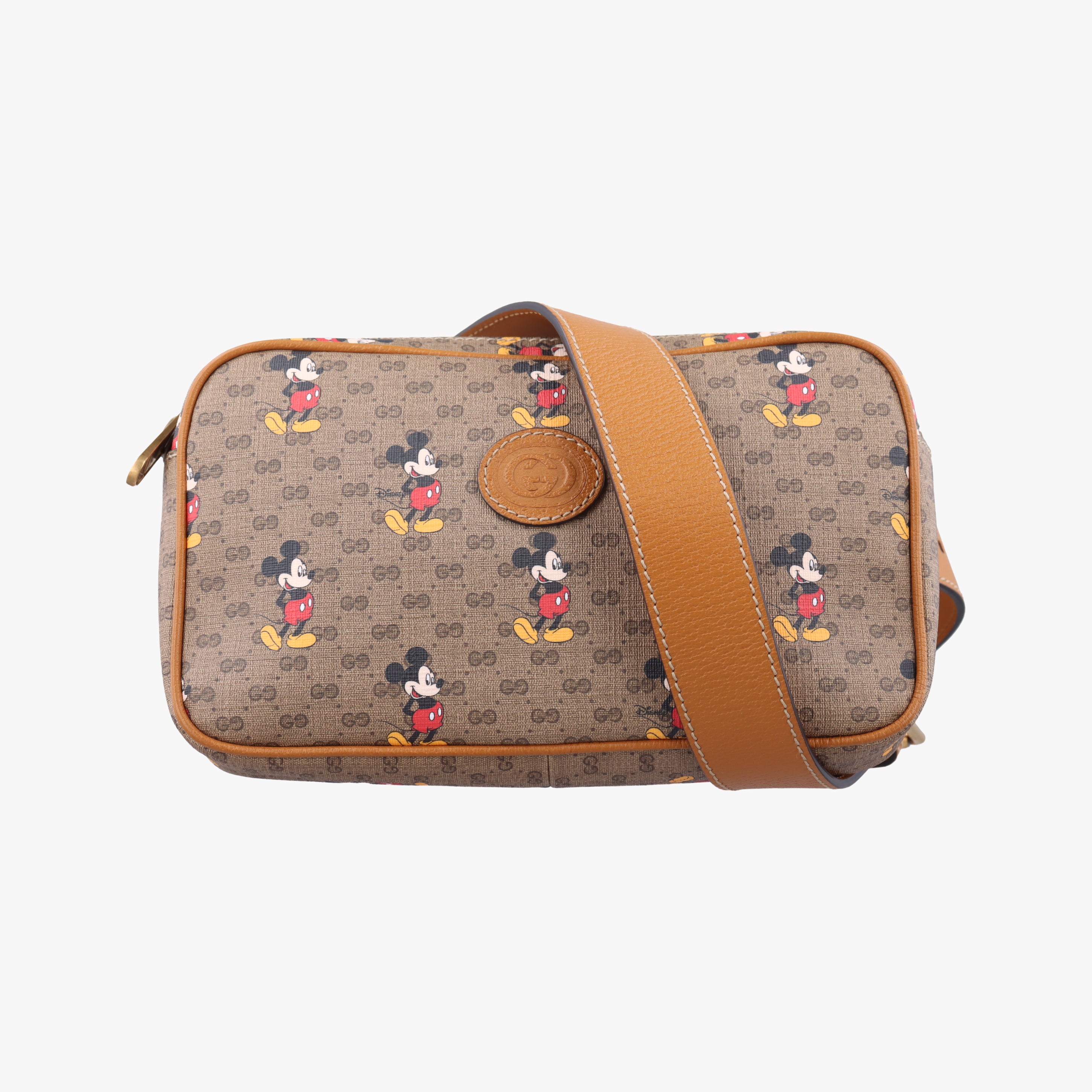 Pre-owned Gucci Mickey Mouse Disney collaboration Brown PVC coated canvas 602695 shoulderbag | stylenewstar