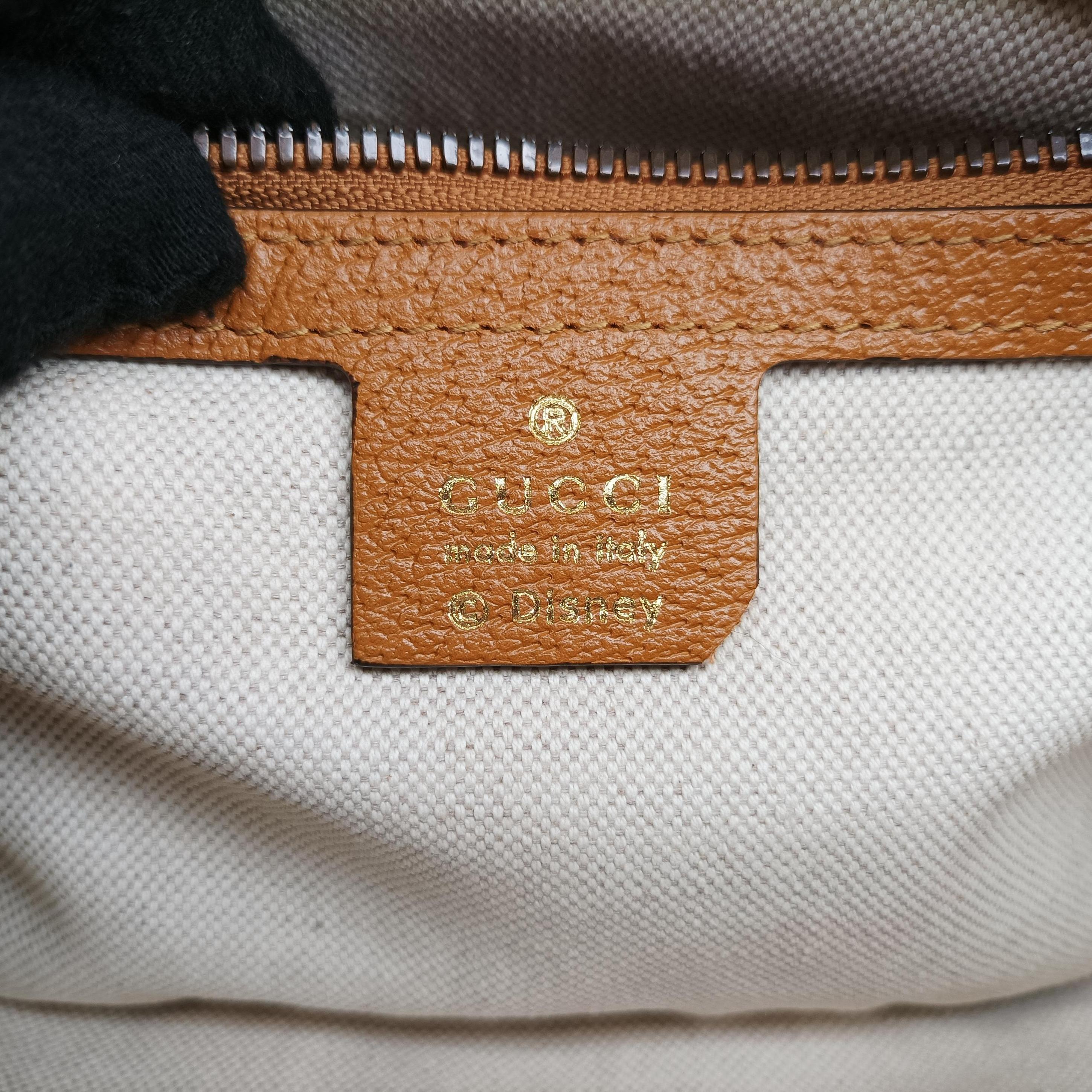 Pre-owned Gucci Mickey Mouse Disney collaboration Brown PVC coated canvas 602695 shoulderbag | stylenewstar