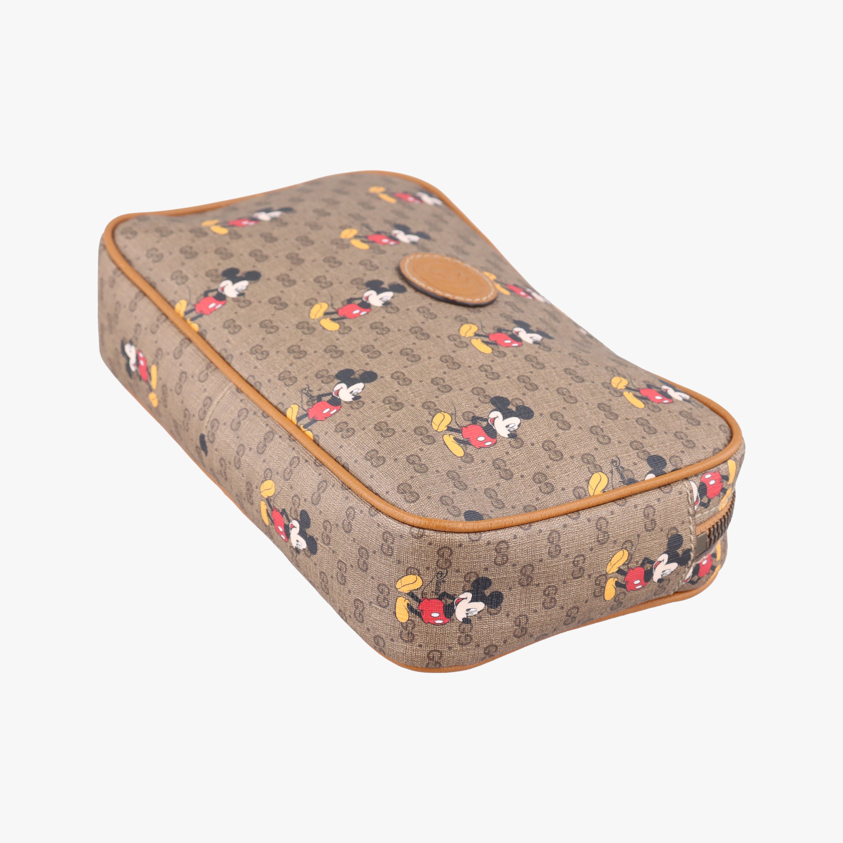Pre-owned Gucci Mickey Mouse Disney collaboration Brown PVC coated canvas 602695 shoulderbag | stylenewstar