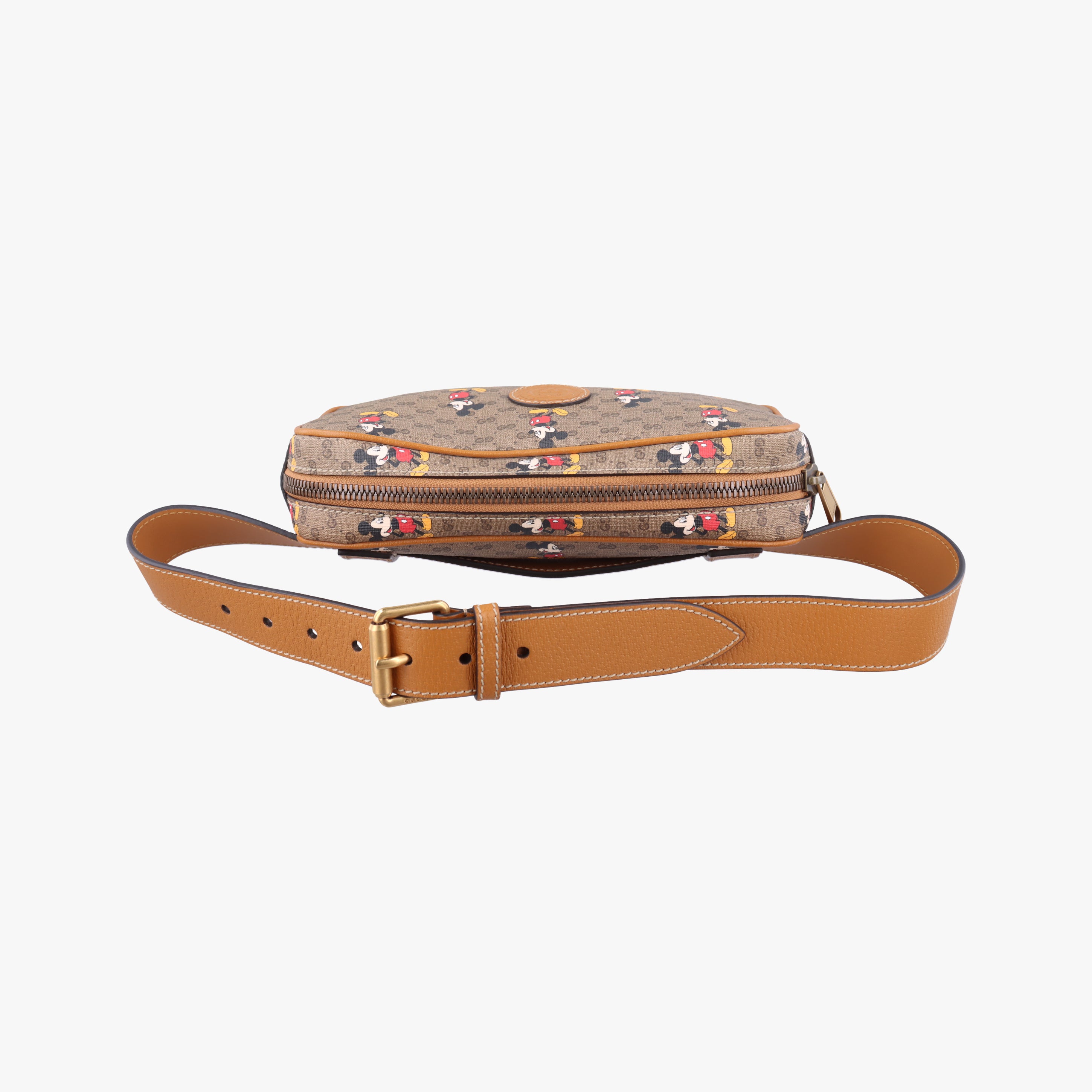 Pre-owned Gucci Mickey Mouse Disney collaboration Brown PVC coated canvas 602695 shoulderbag | stylenewstar