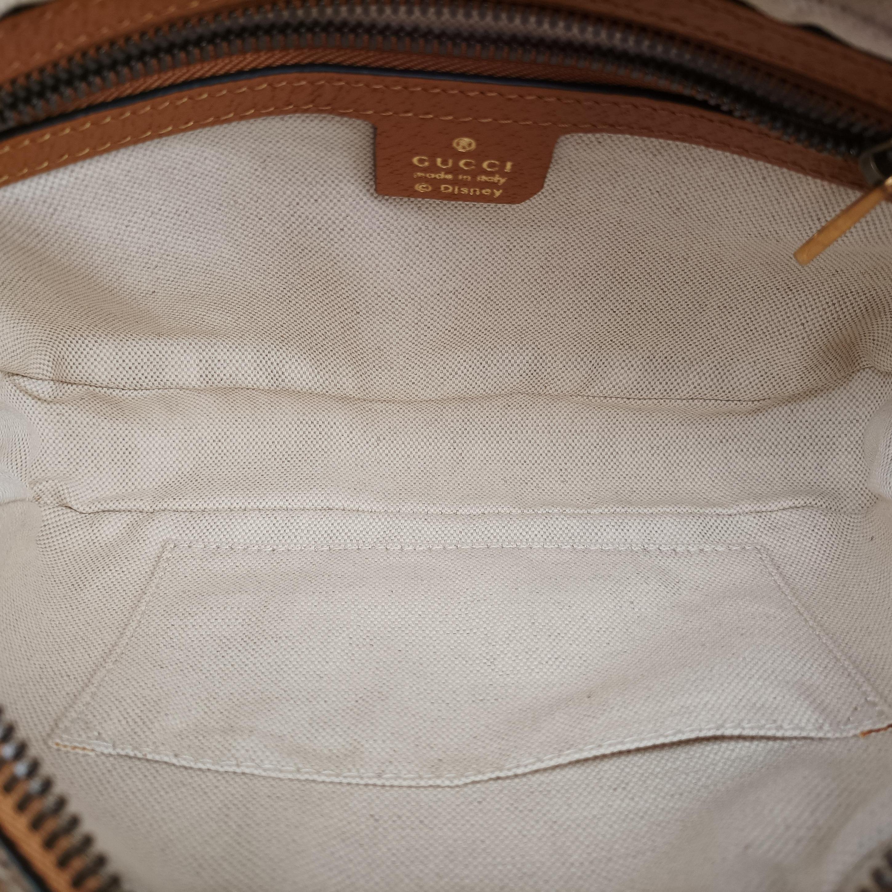 Pre-owned Gucci Mickey Mouse Disney collaboration Brown PVC coated canvas 602695 shoulderbag | stylenewstar