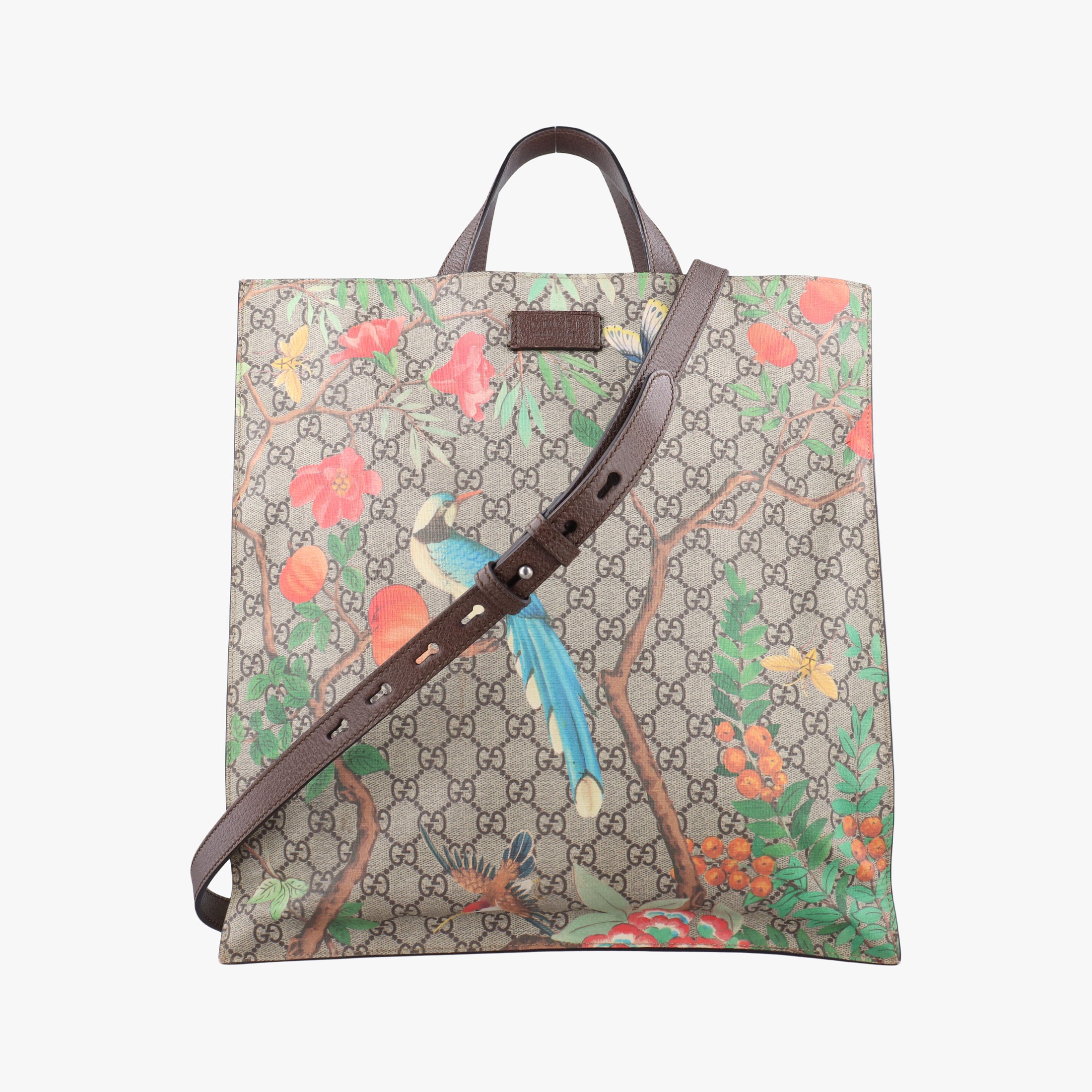 Pre-owned Gucci Gucci Tian GG Supreme Brown×beige×Multicolour PVC coated canvas×Leather 450950 shoulderbag | stylenewstar