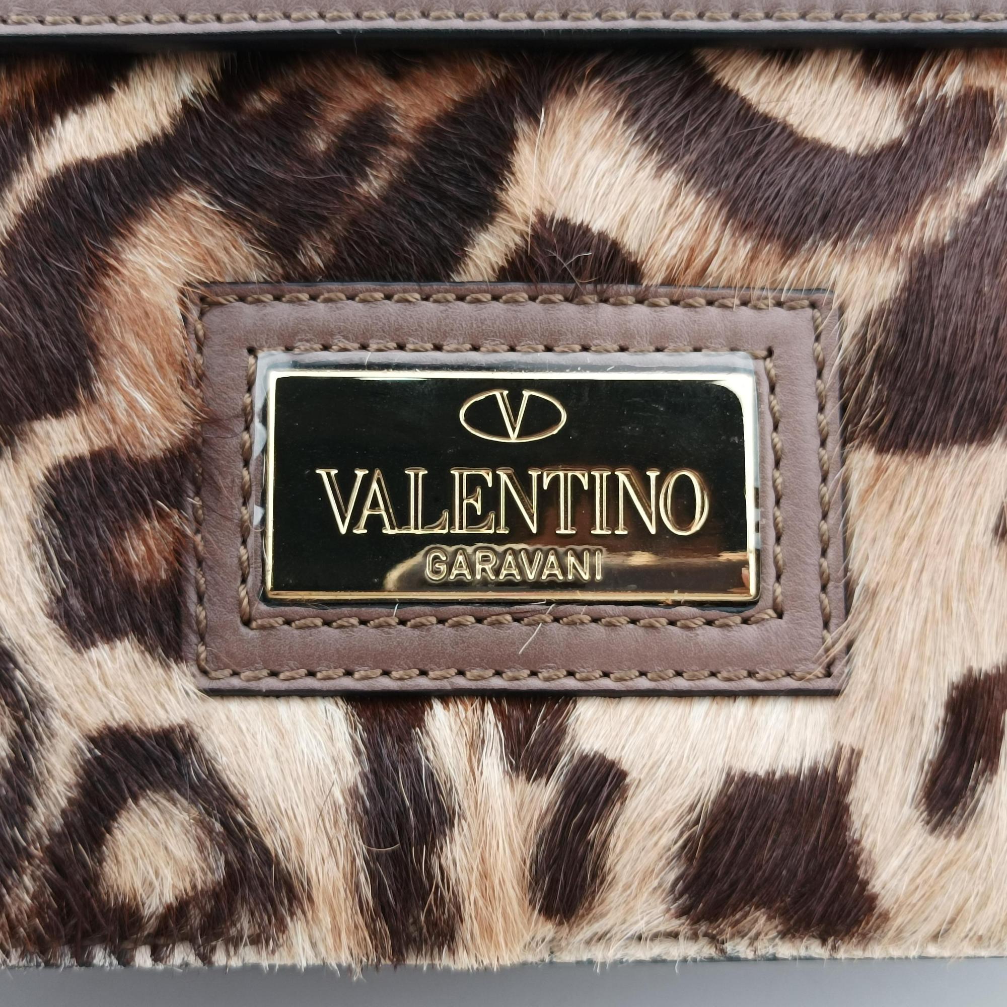 Pre-owned Valentino Animal Print Trim Flat Handle Bow Accents pink×Multicolour Ponyhair ×leather  handbag | stylenewstar