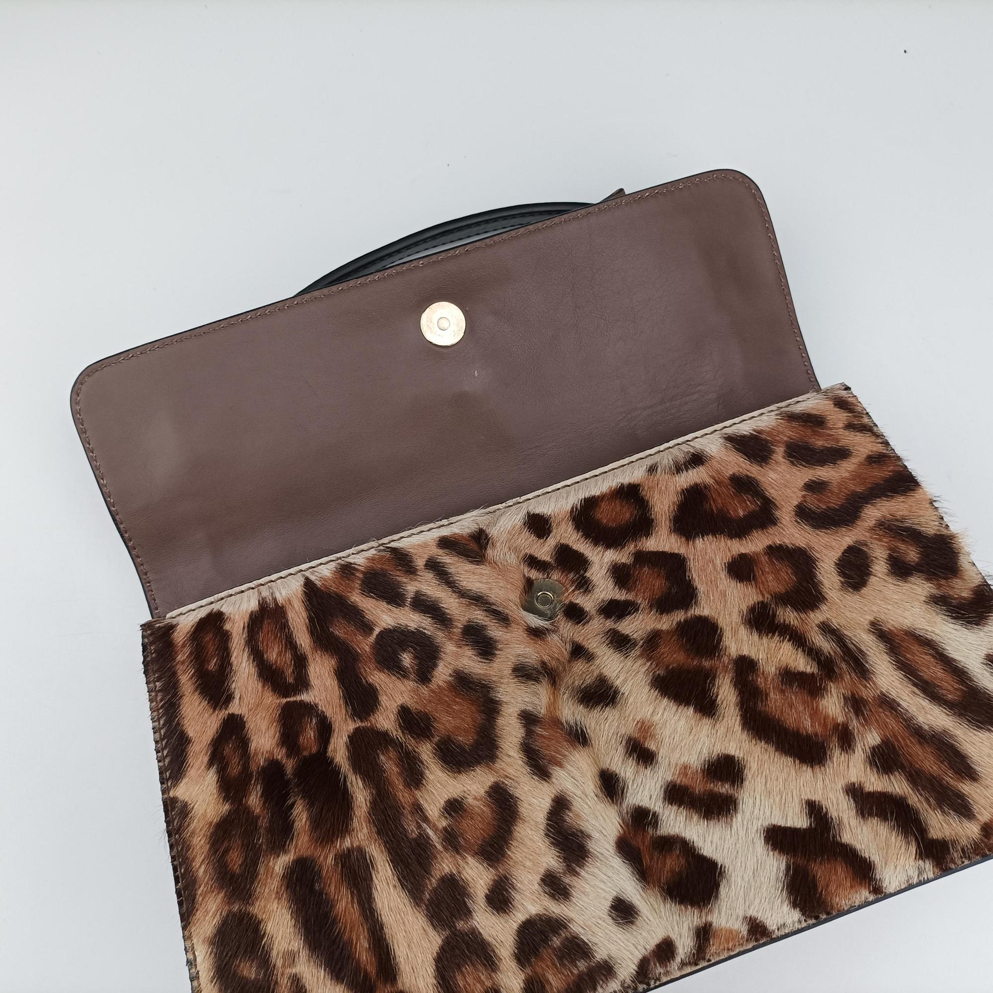 Pre-owned Valentino Animal Print Trim Flat Handle Bow Accents pink×Multicolour Ponyhair ×leather  handbag | stylenewstar