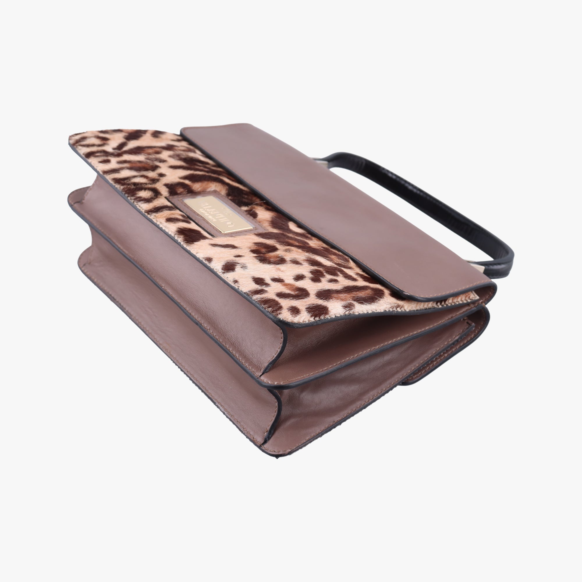Pre-owned Valentino Animal Print Trim Flat Handle Bow Accents pink×Multicolour Ponyhair ×leather  handbag | stylenewstar