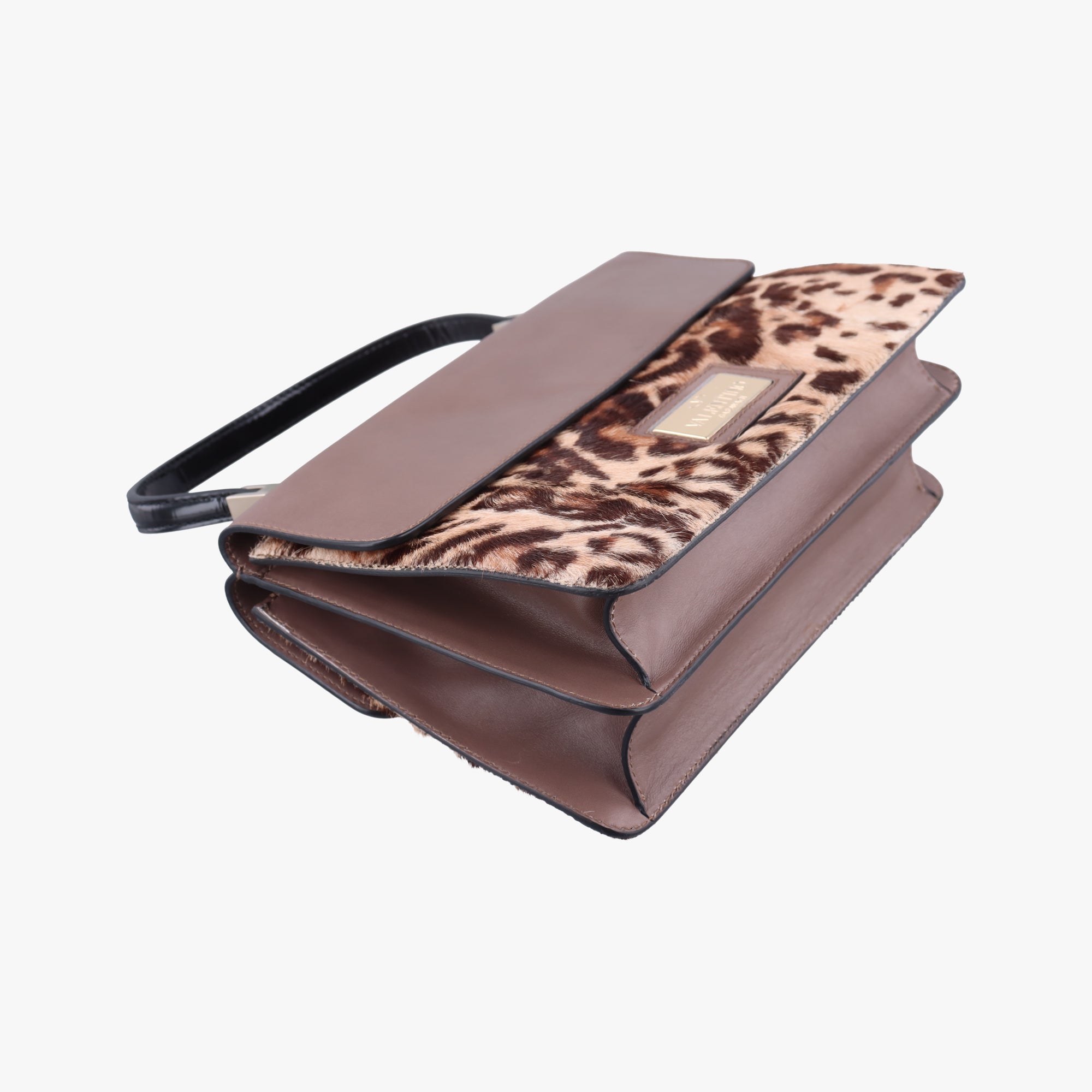 Pre-owned Valentino Animal Print Trim Flat Handle Bow Accents pink×Multicolour Ponyhair ×leather  handbag | stylenewstar