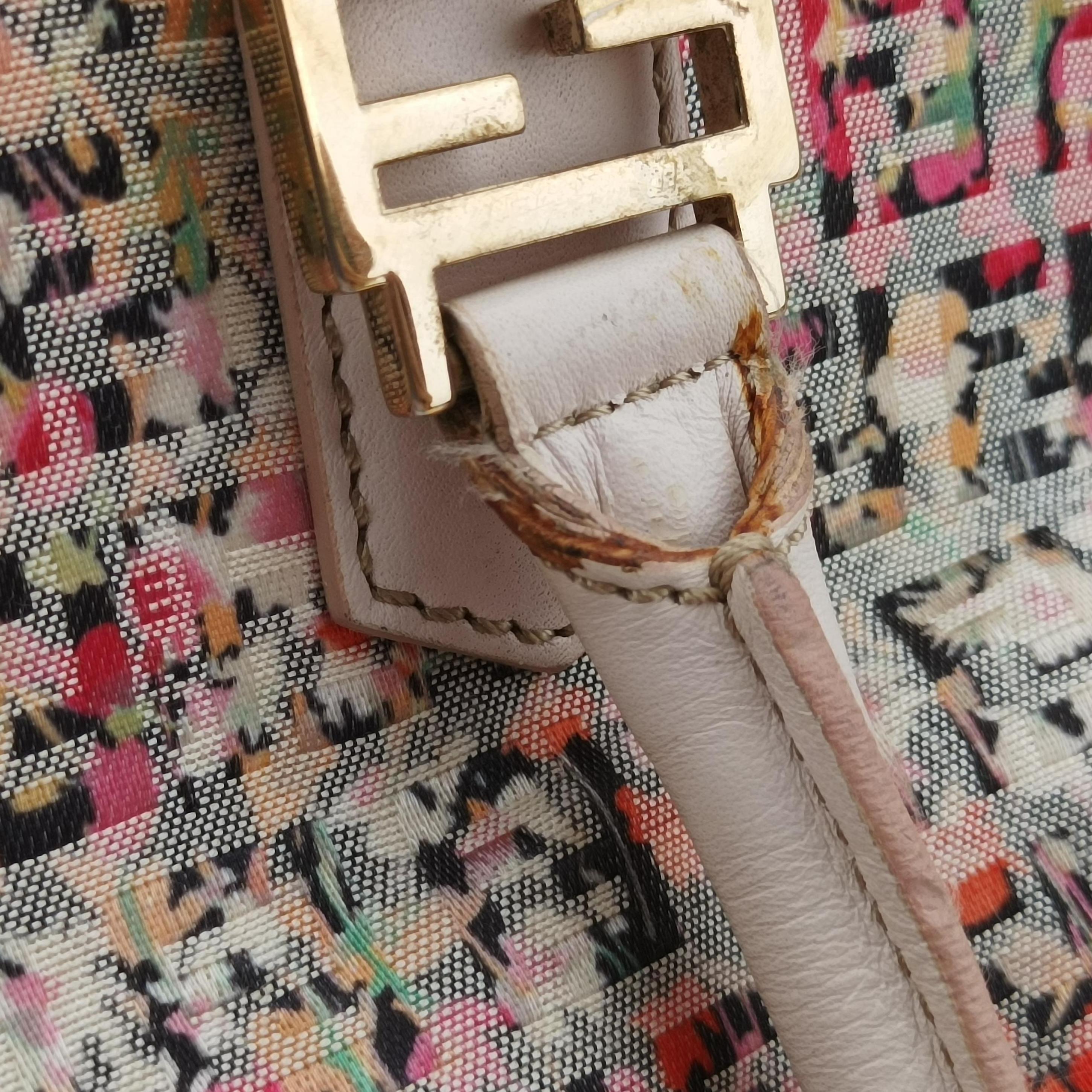 Pre-owned Fendi Zucchino pink×Multicolour fabric 8BN228 shoulderbag | stylenewstar